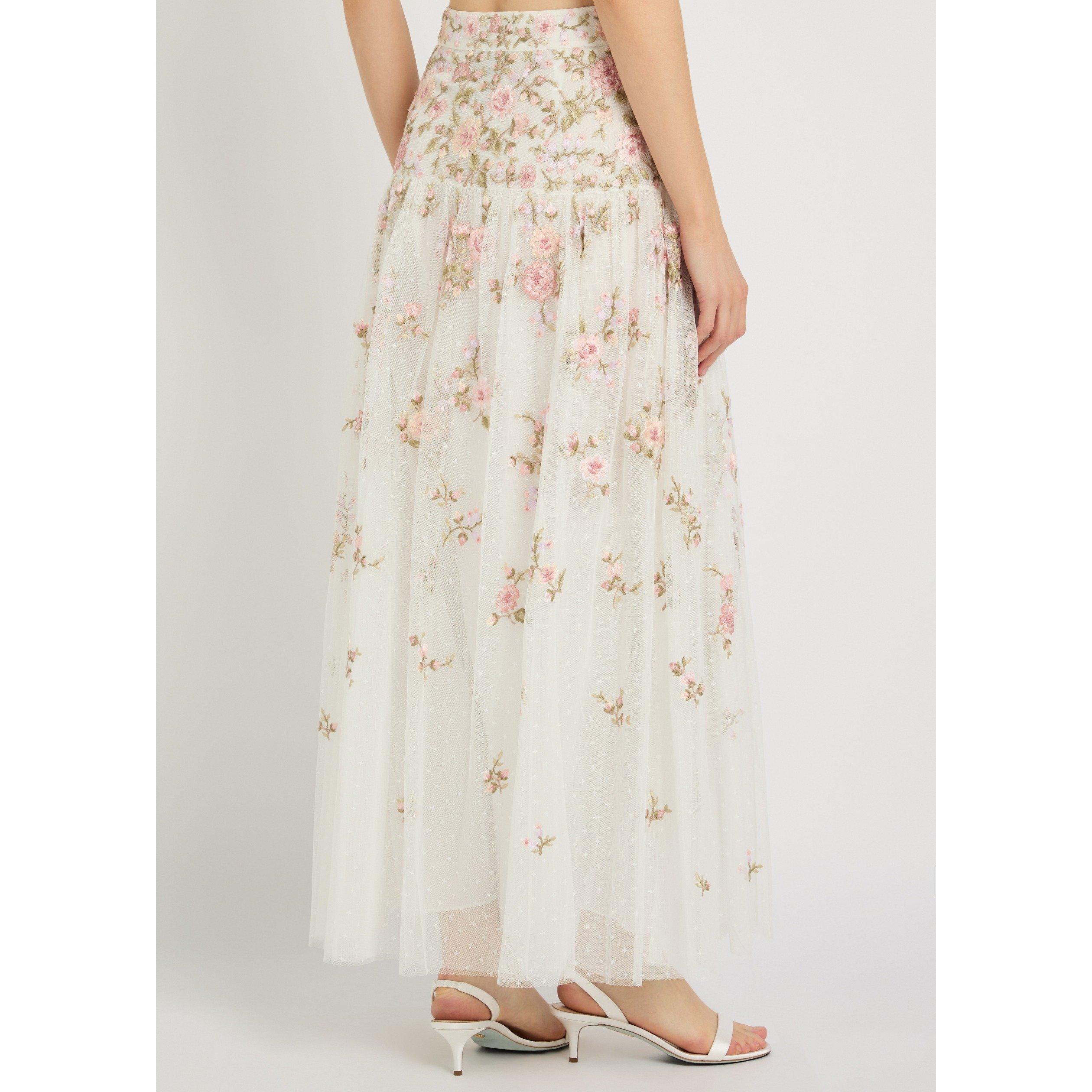WHITE AND OTHER - Needle and Thread - Women's Eden Rose Embroidered Tulle Skirt - 3