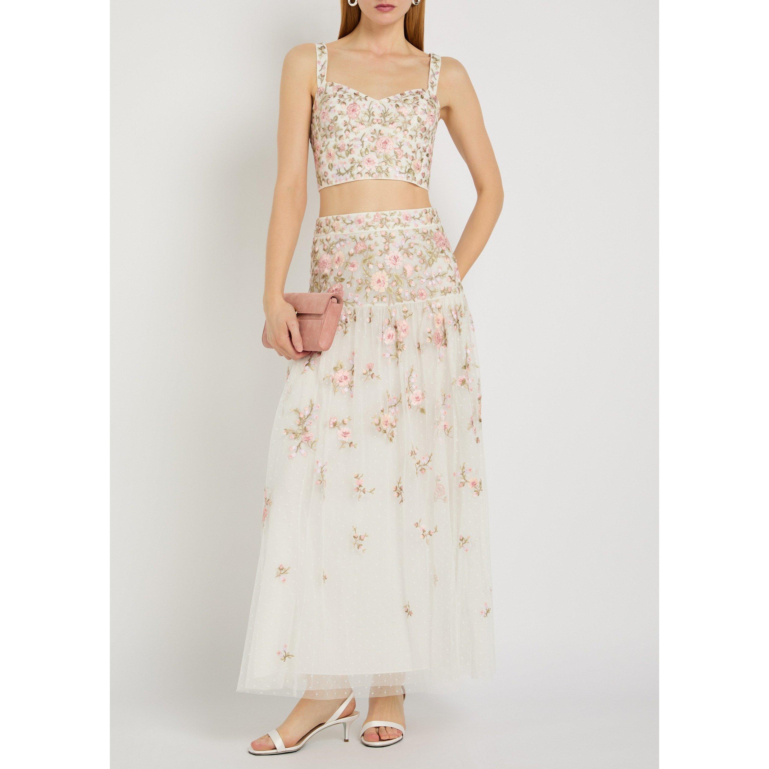 WHITE AND OTHER - Needle and Thread - Women's Eden Rose Embroidered Tulle Skirt - 5