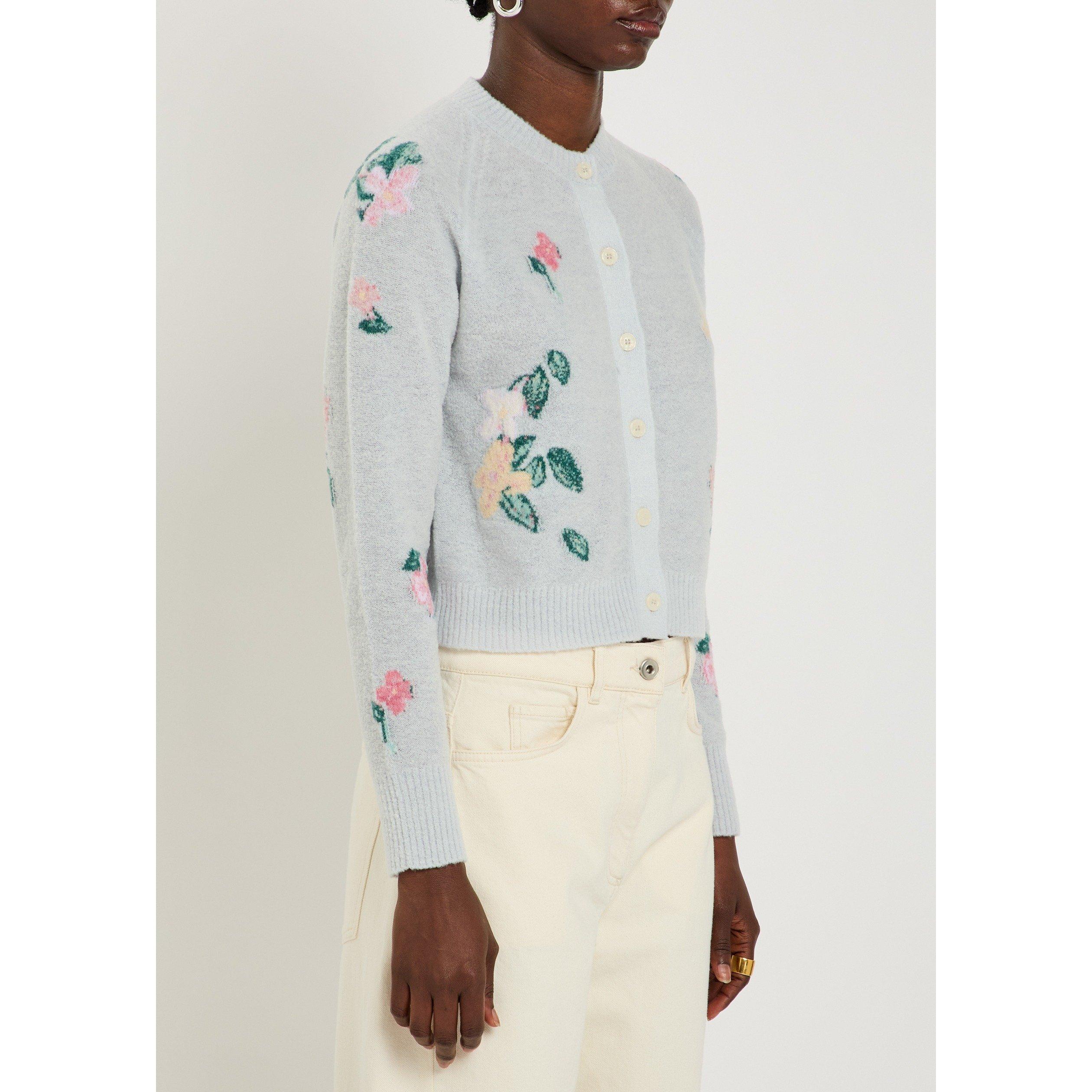 BLUE AND OTHER - BERNADETTE - Women's Clemence Wool Floral Cropped Cardigan - 2