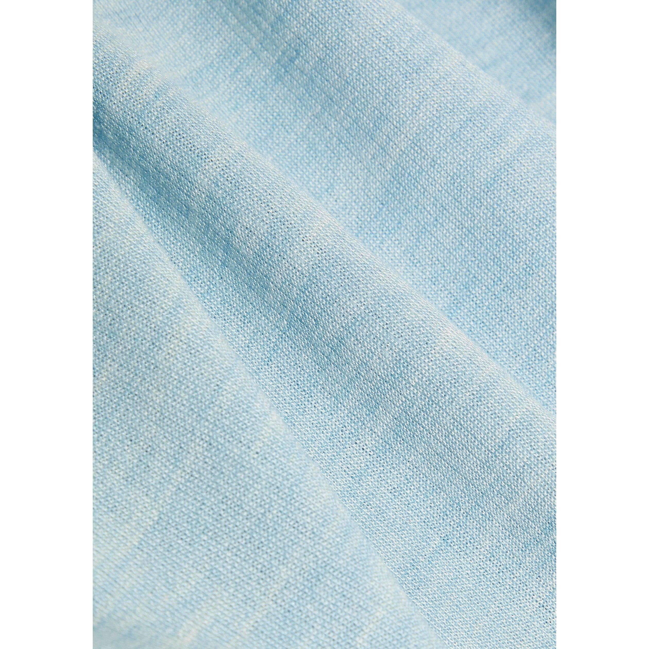 LIGHT BLUE - Tory Burch - Women's Oversized Silk Polo Top - 4