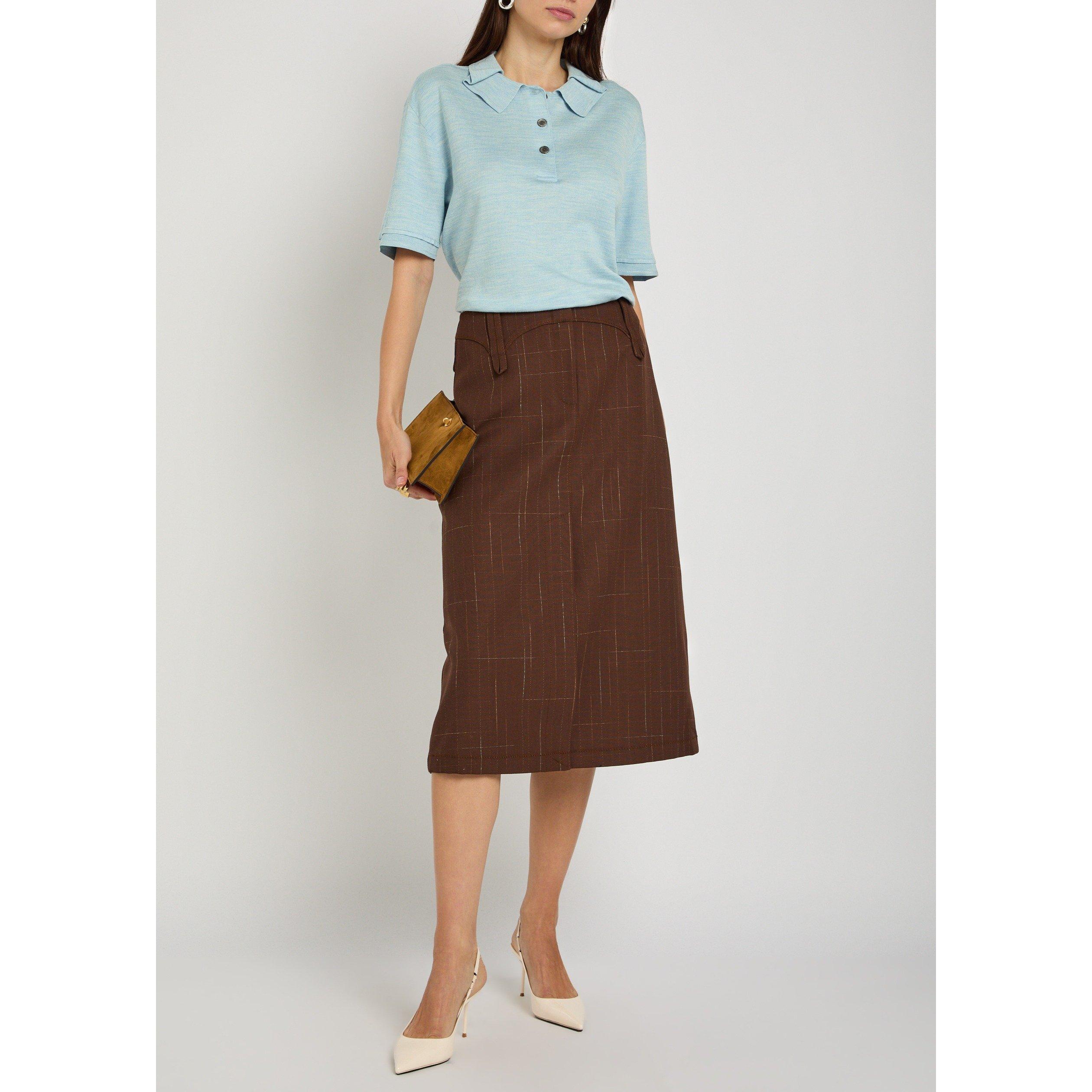 LIGHT BLUE - Tory Burch - Women's Oversized Silk Polo Top - 5