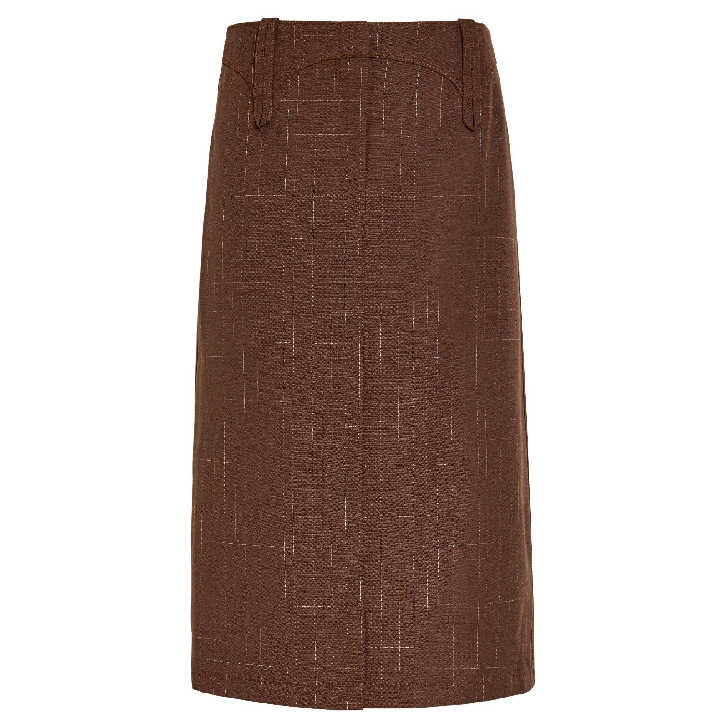 BROWN - Tory Burch - SS WOOL SKIRT