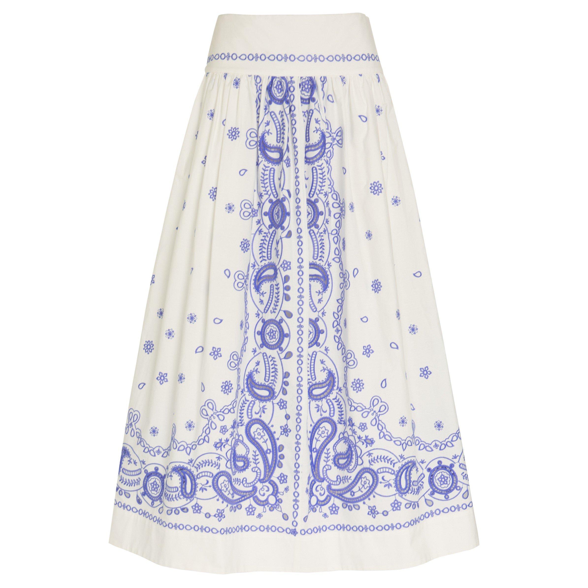 WHITE AND BLUE - Self Portrait - LS WHITE AND BLUE MIDI SKIRT - 1