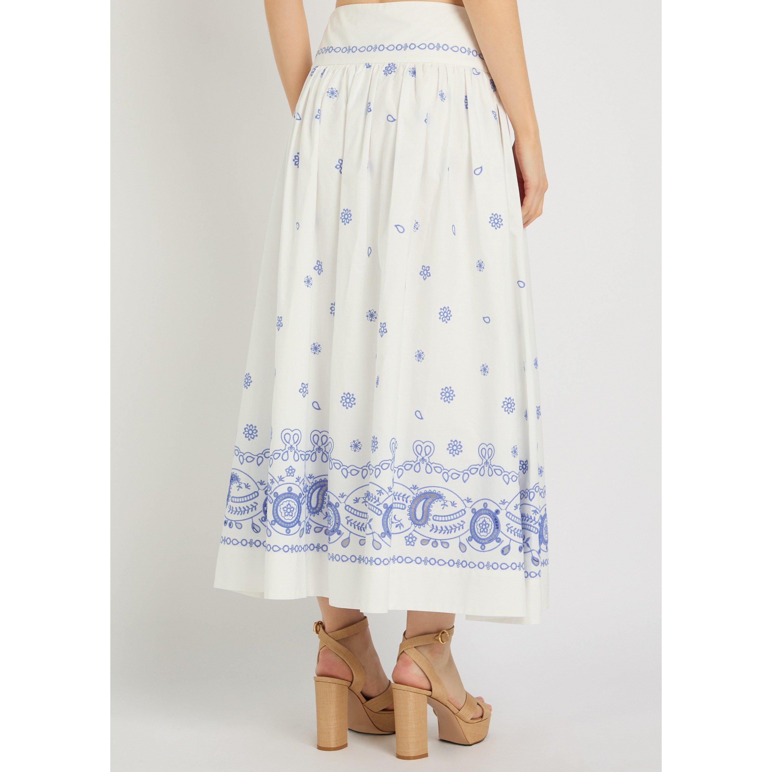 WHITE AND BLUE - Self Portrait - LS WHITE AND BLUE MIDI SKIRT - 3