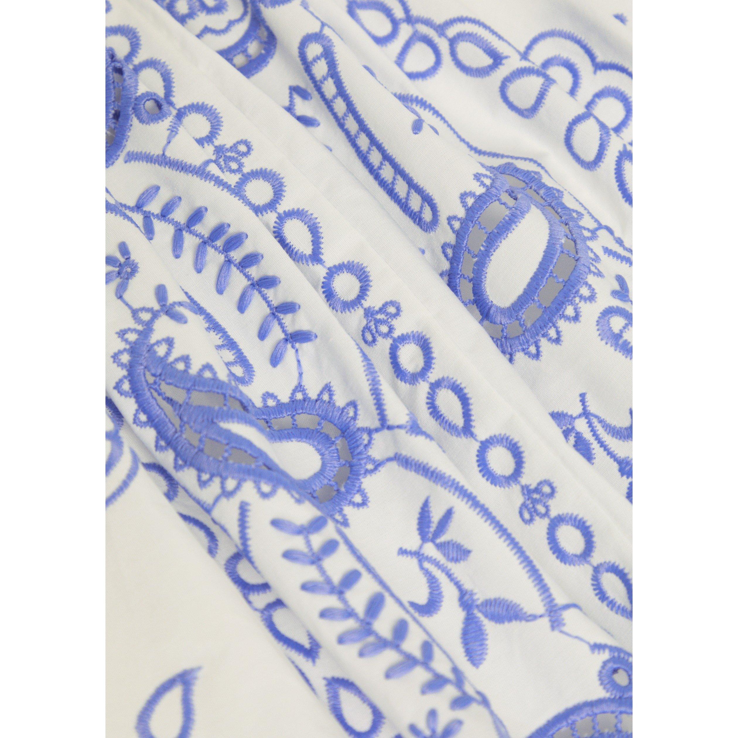 WHITE AND BLUE - Self Portrait - LS WHITE AND BLUE MIDI SKIRT - 4
