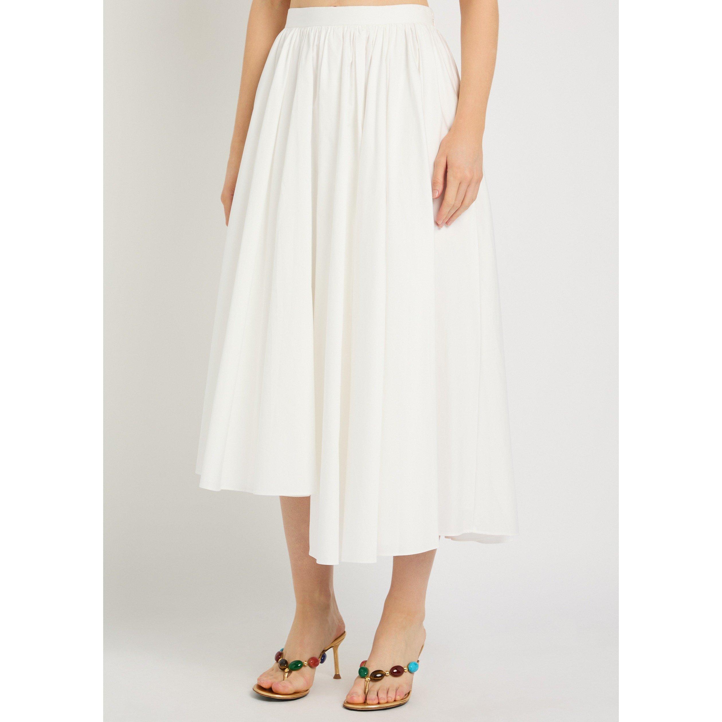 WHITE - Self Portrait - LS WHITE POPLIN MIDI SKIRT - 2
