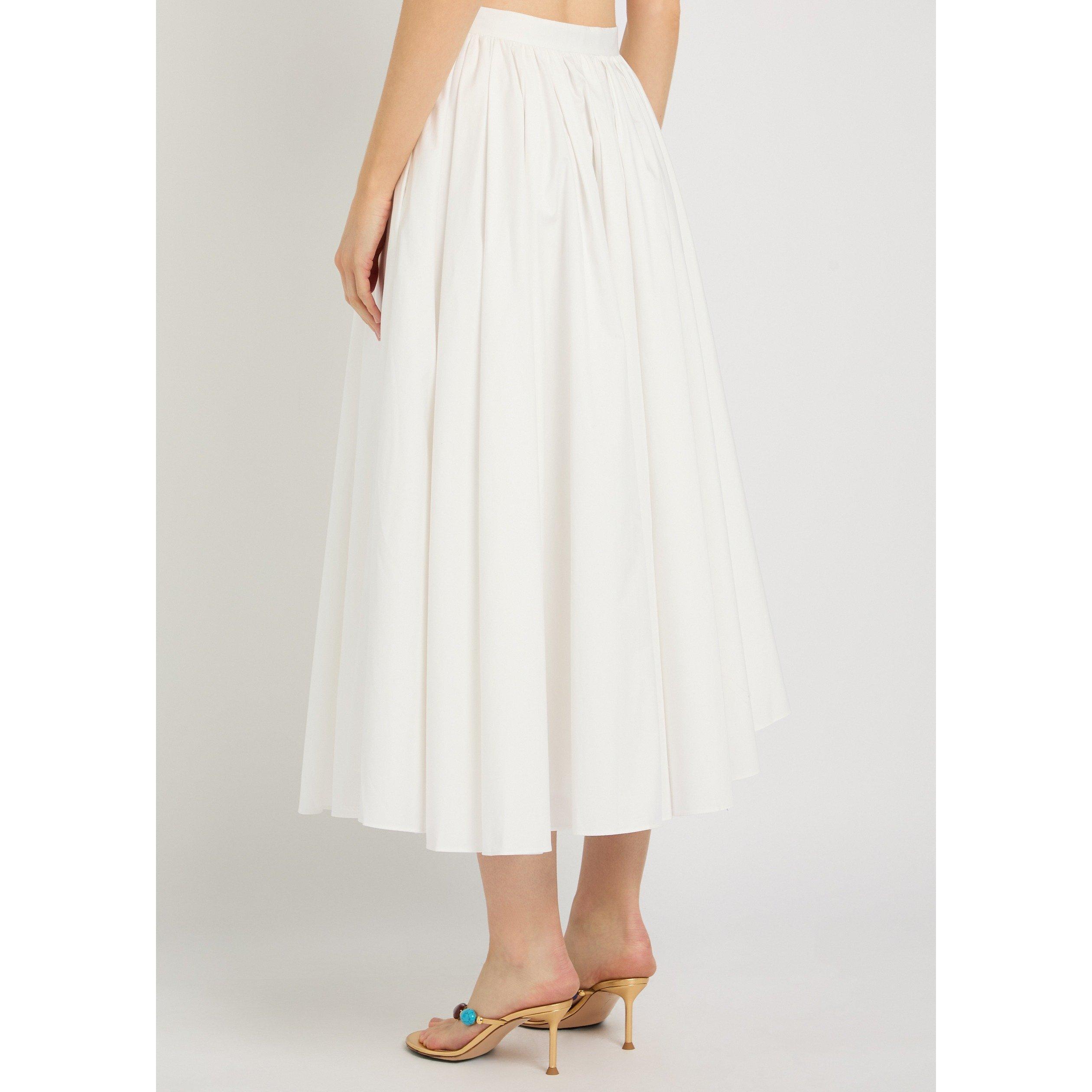 WHITE - Self Portrait - LS WHITE POPLIN MIDI SKIRT - 3