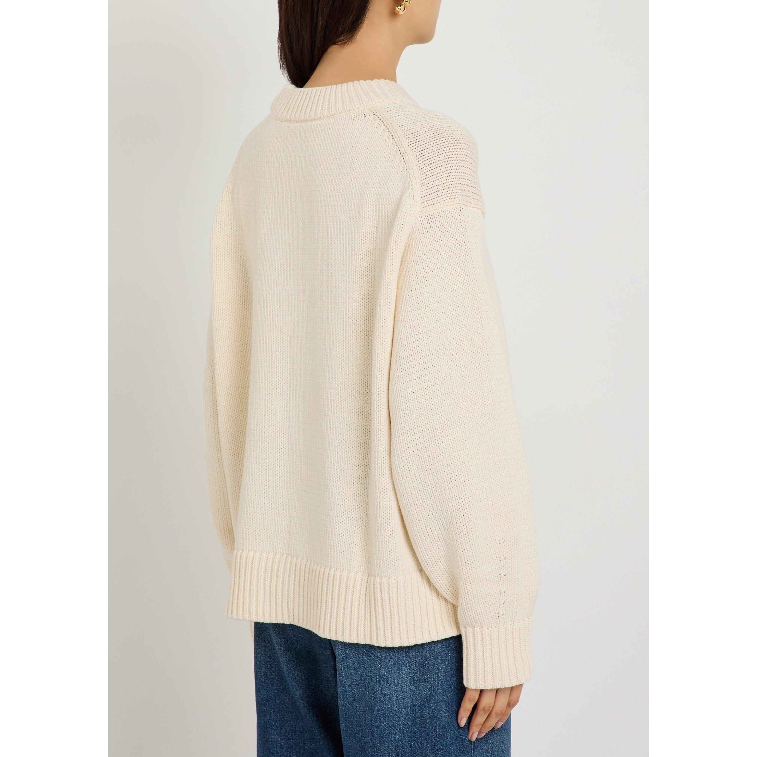 BEIGE - Reformation - KN Cove Cotton Oversized Crew - 3