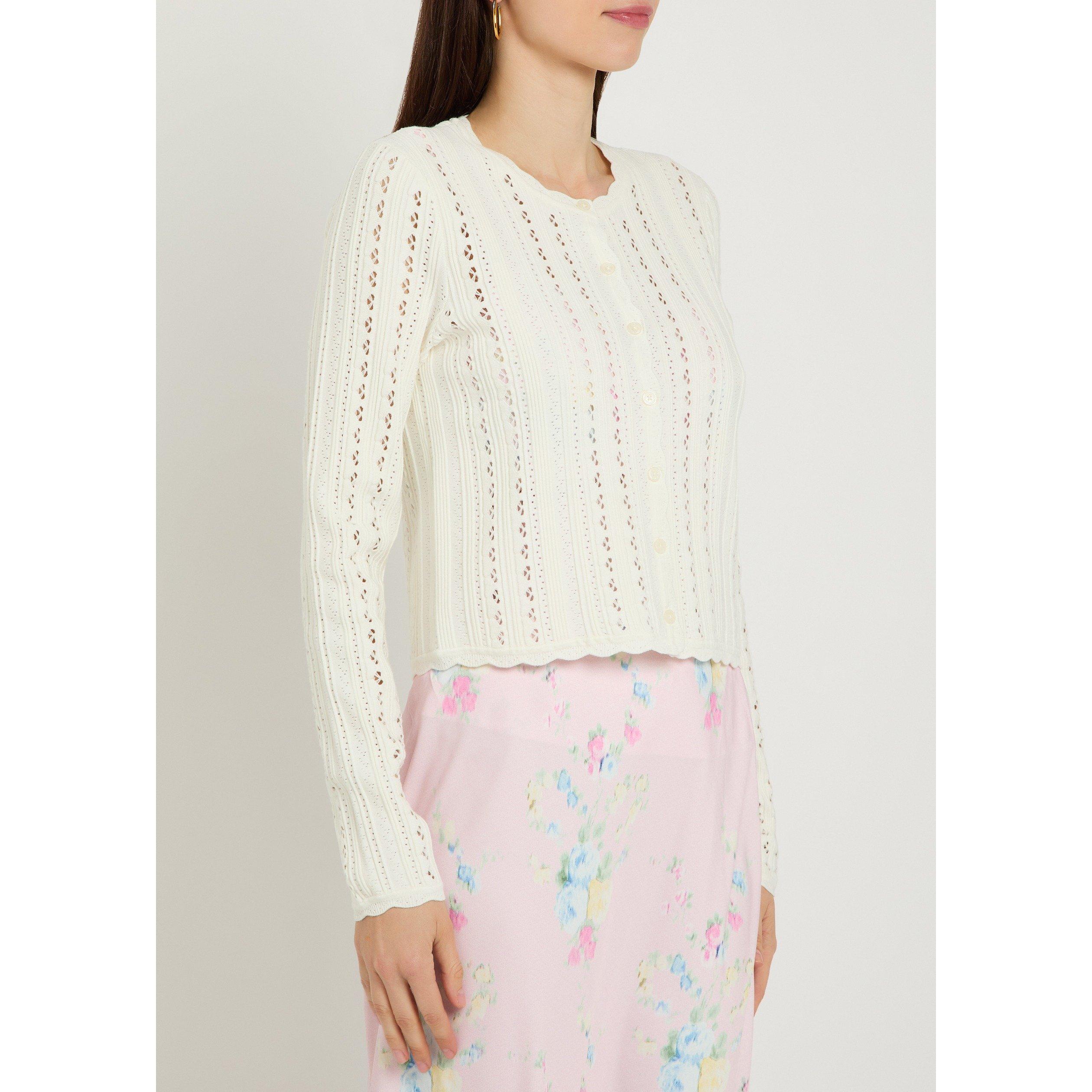 WHITE - LoveshackFancy - Women's Peridot Slim-Fit Cropped Cardigan - 2