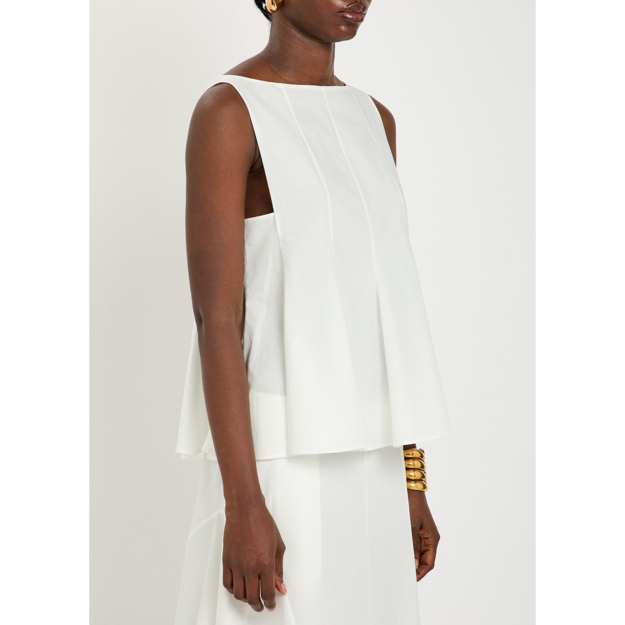 WHITE - Khaite - Women's Marita Cotton Slim-Fit Peplum Top - 2