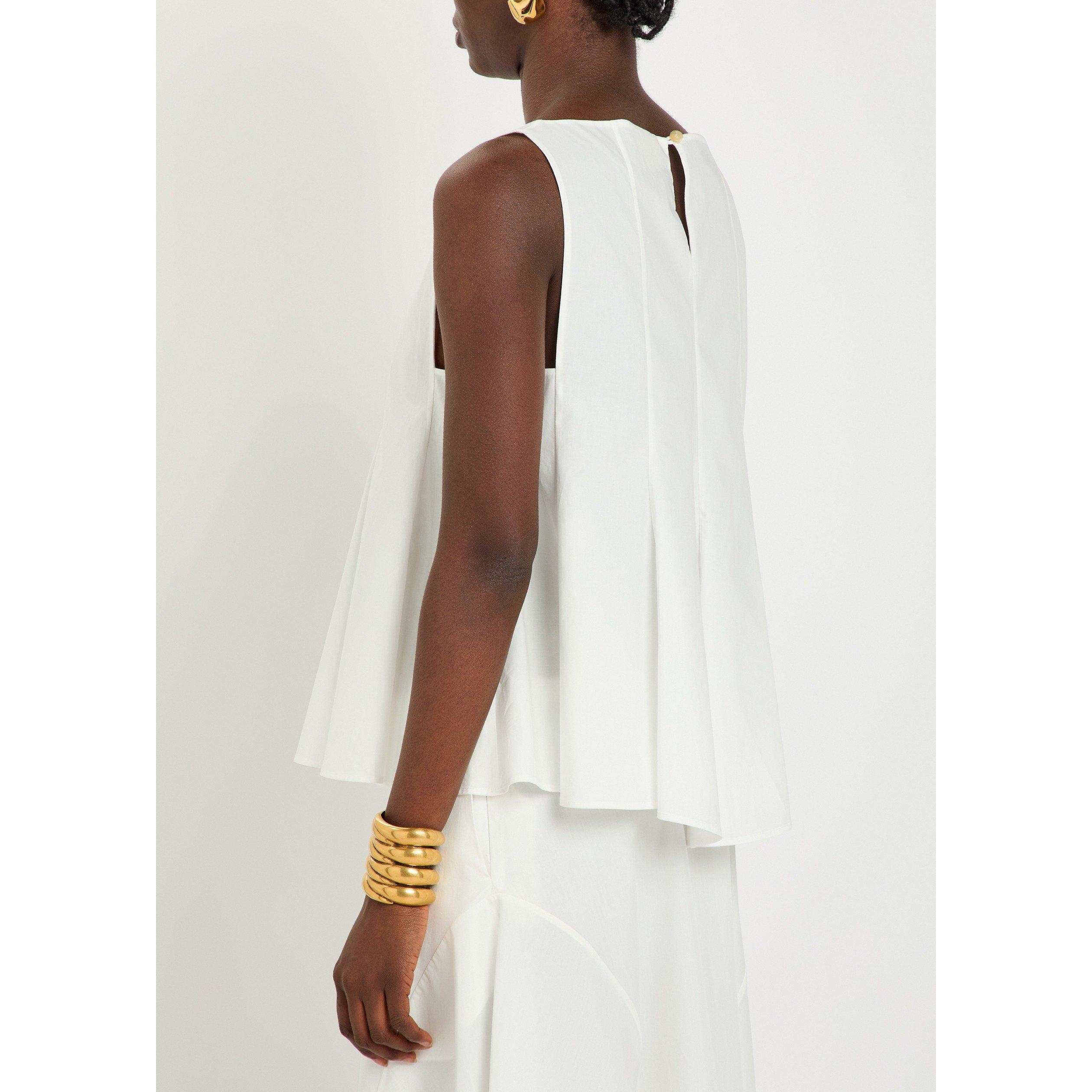 WHITE - Khaite - Women's Marita Cotton Slim-Fit Peplum Top - 3