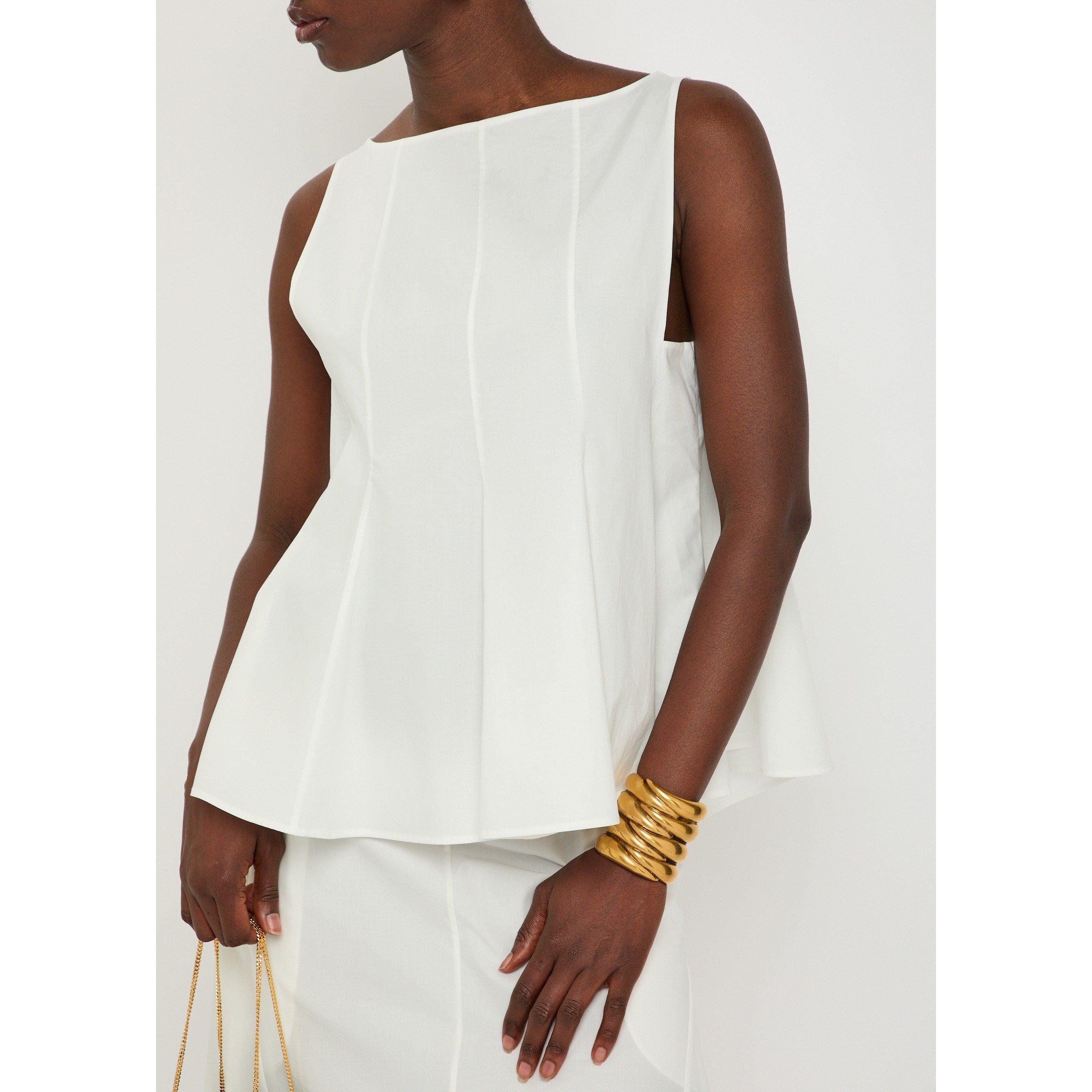WHITE - Khaite - Women's Marita Cotton Slim-Fit Peplum Top - 4