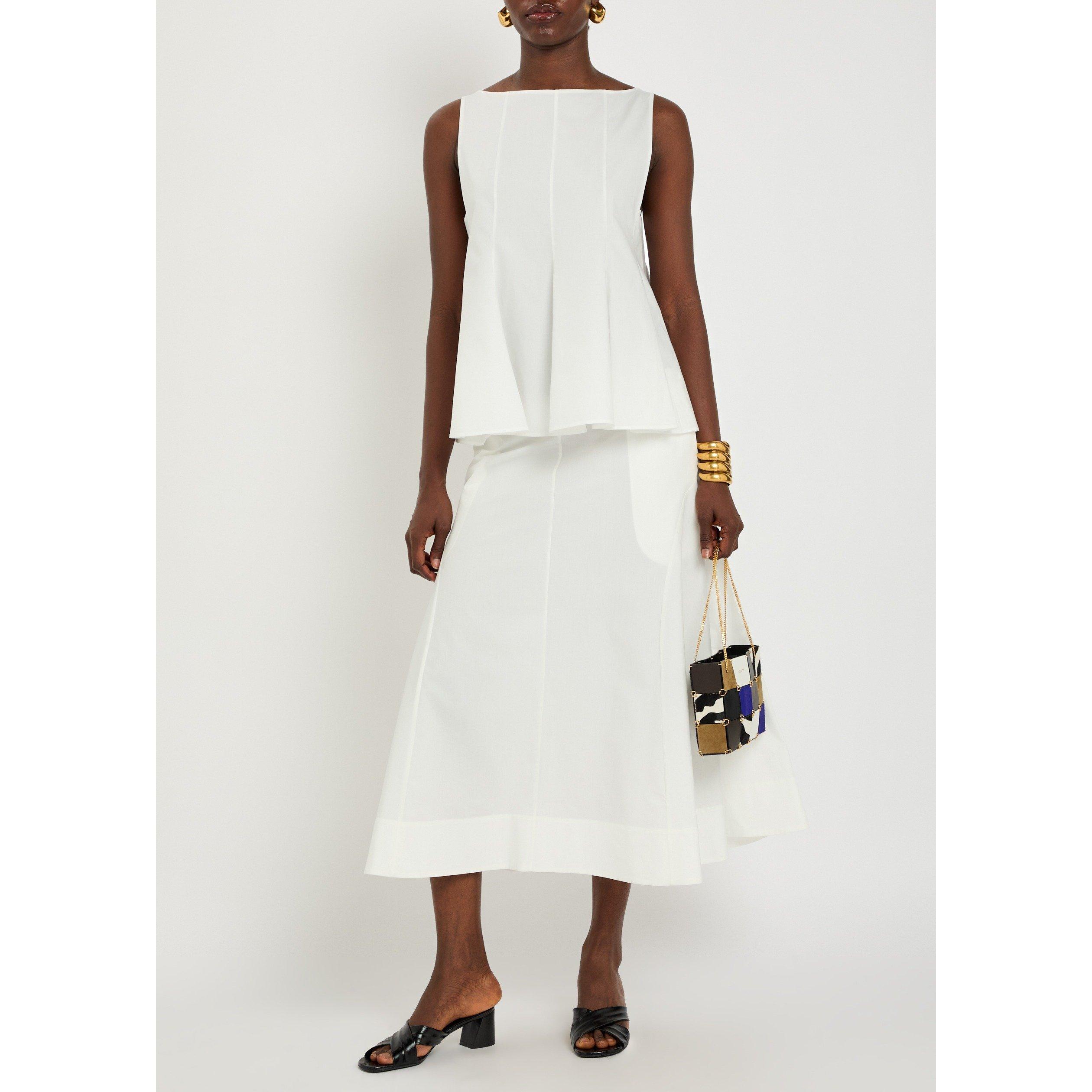 WHITE - Khaite - Women's Artin Cotton Midi Skirt - 5