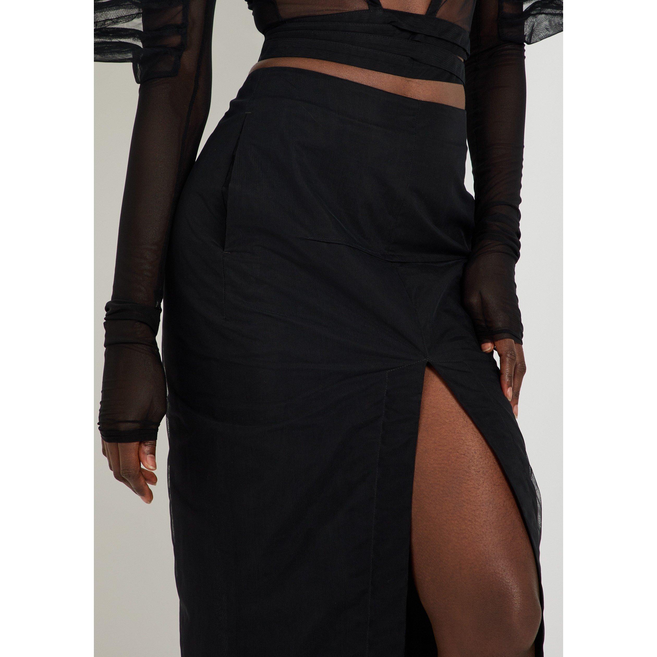 BLACK - Rick Owens - SLICED SKIRT - 4