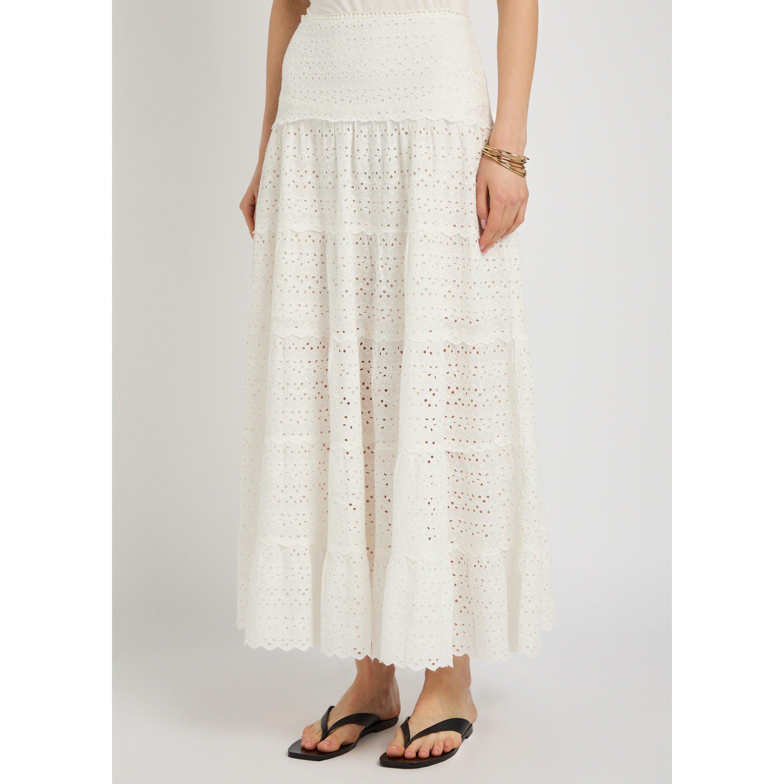 IVORY - RIXO - Women's Ripeka Cotton Midi Tiered Skirt - 2