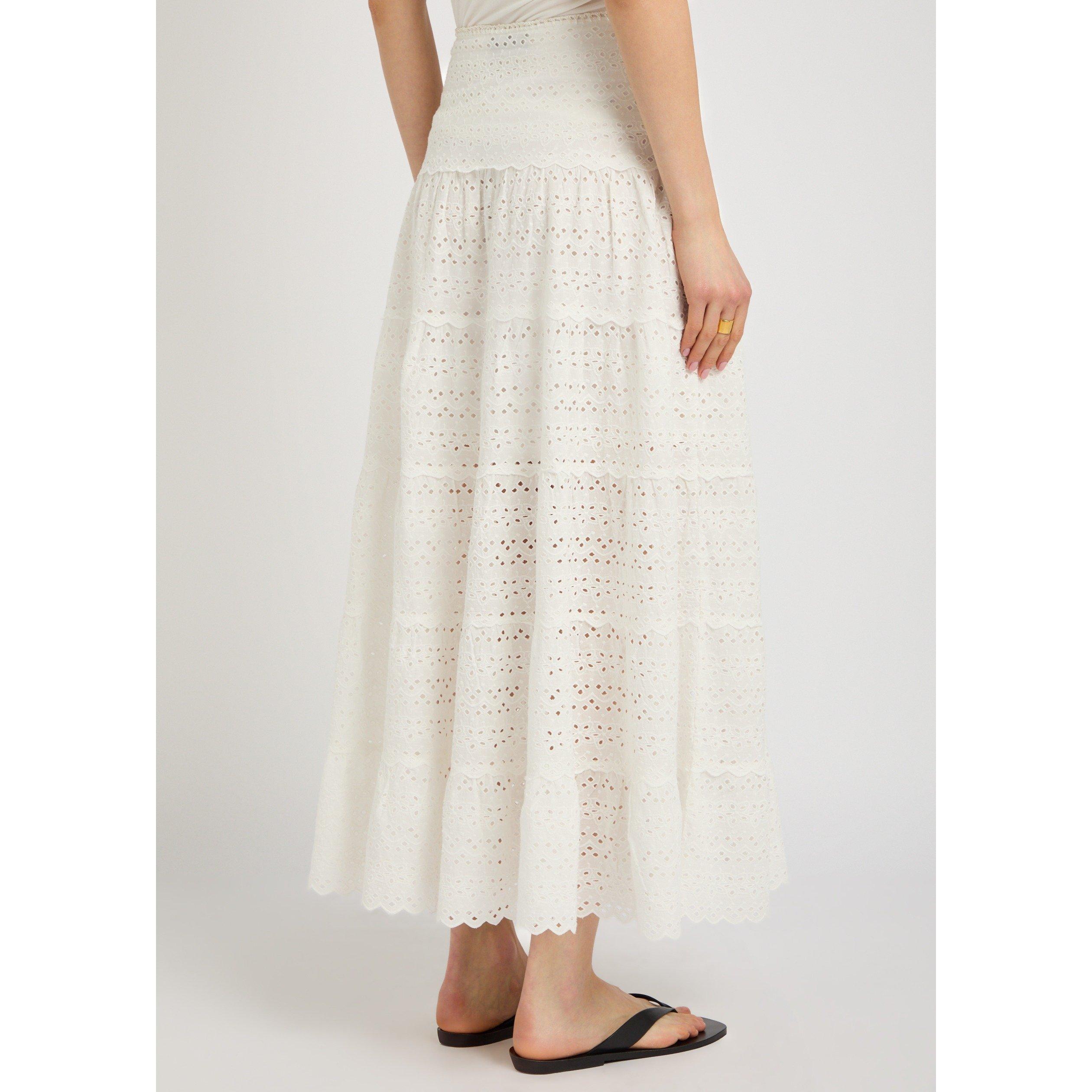 IVORY - RIXO - Women's Ripeka Cotton Midi Tiered Skirt - 3