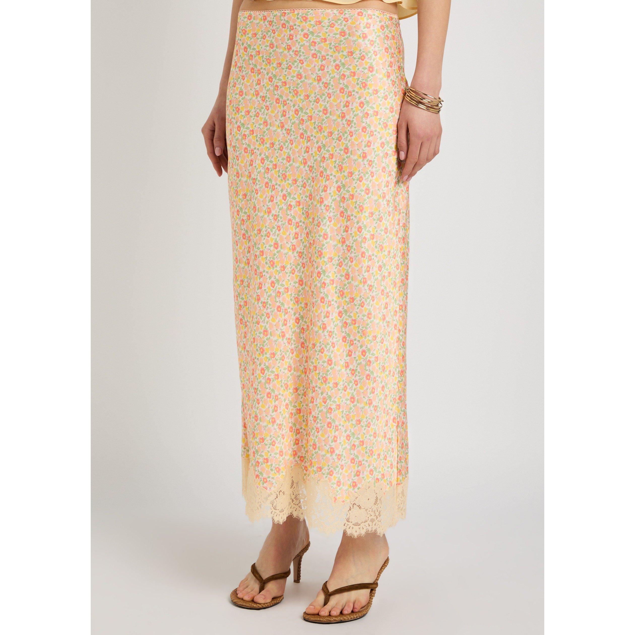 MULTICOLOURED - RIXO - Women's Matilde Floral Satin Midi Skirt - 2