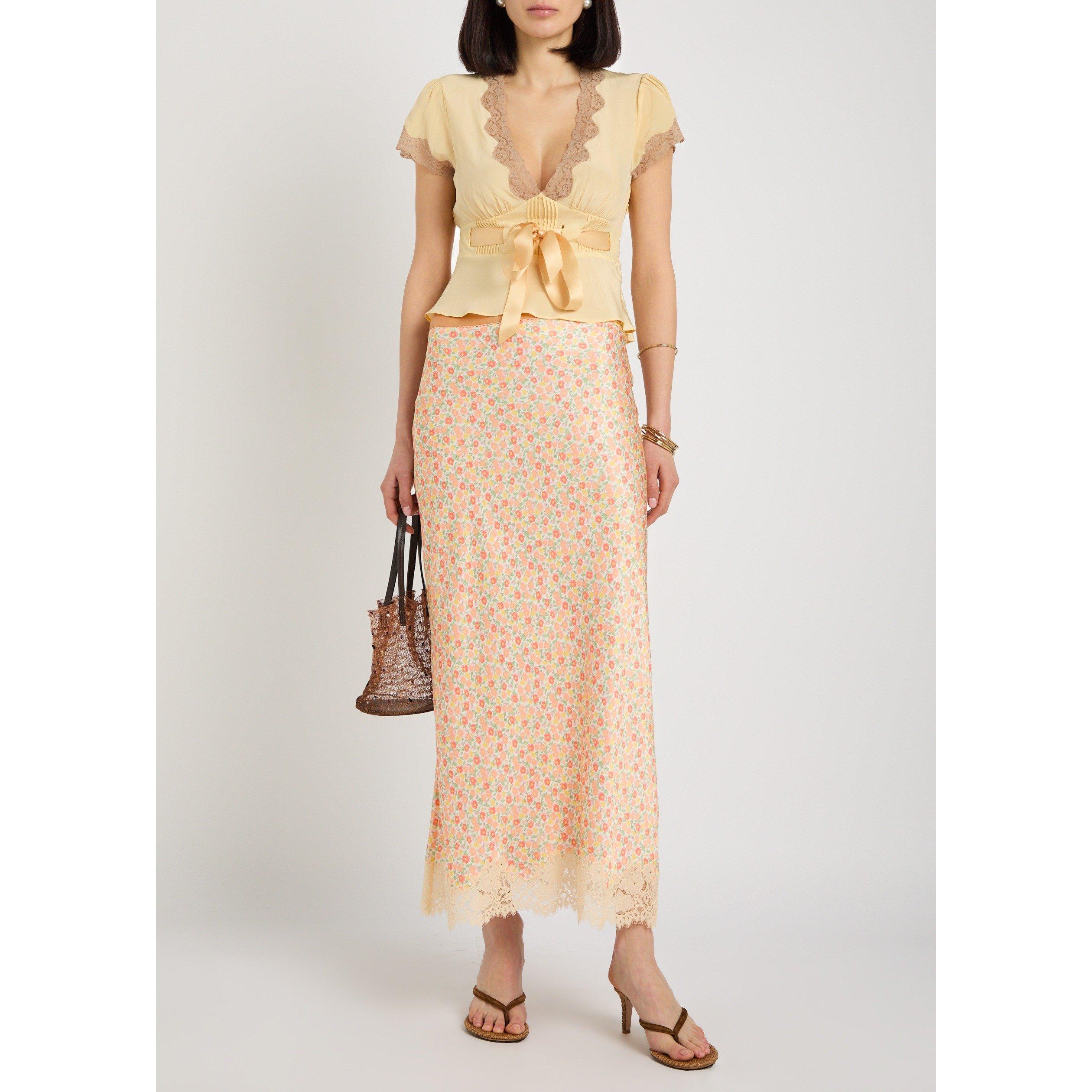 MULTICOLOURED - RIXO - Women's Matilde Floral Satin Midi Skirt - 5