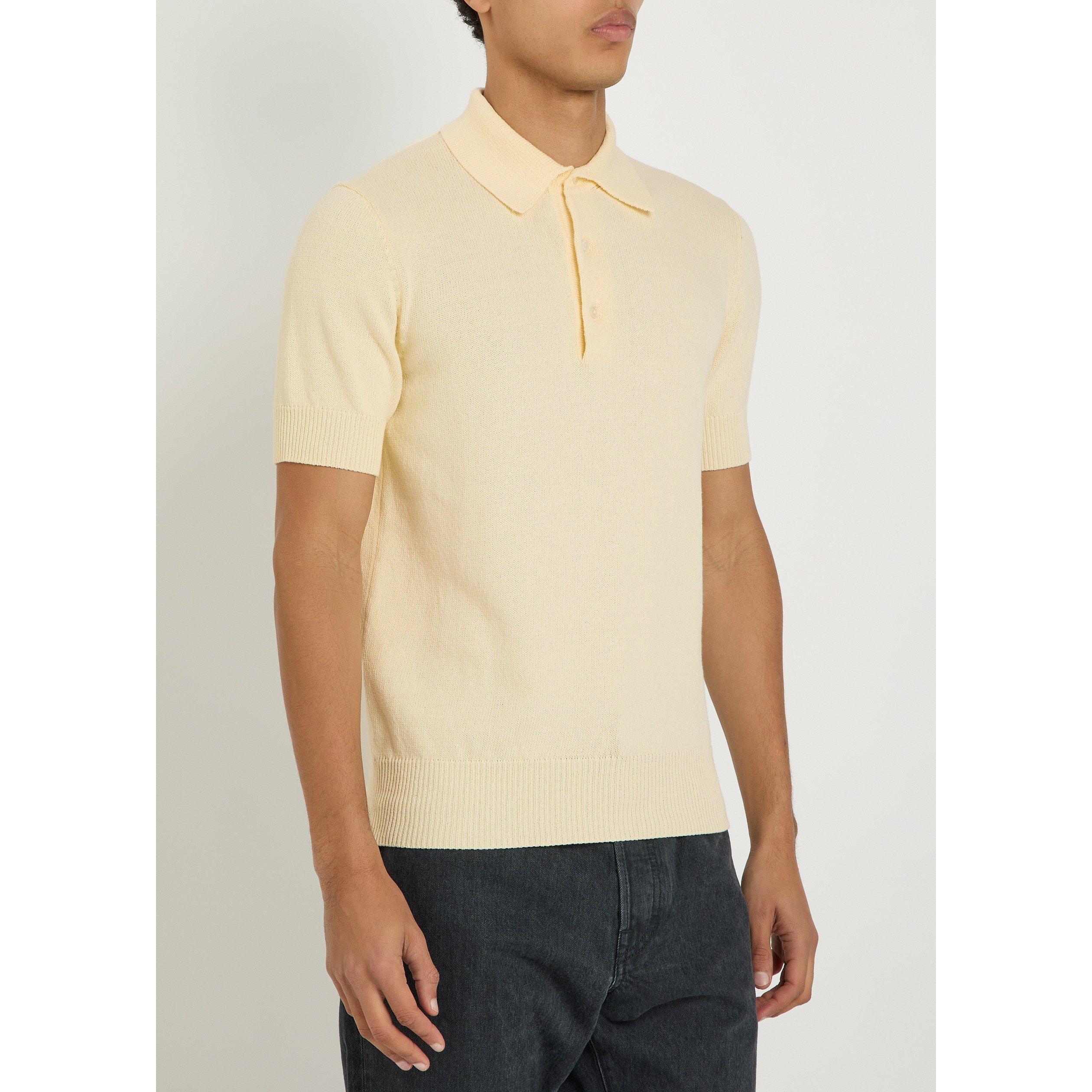 ECRU - Drakes - Men's Cotton Knitted Short-Sleeve Slim-Fit Polo - 2