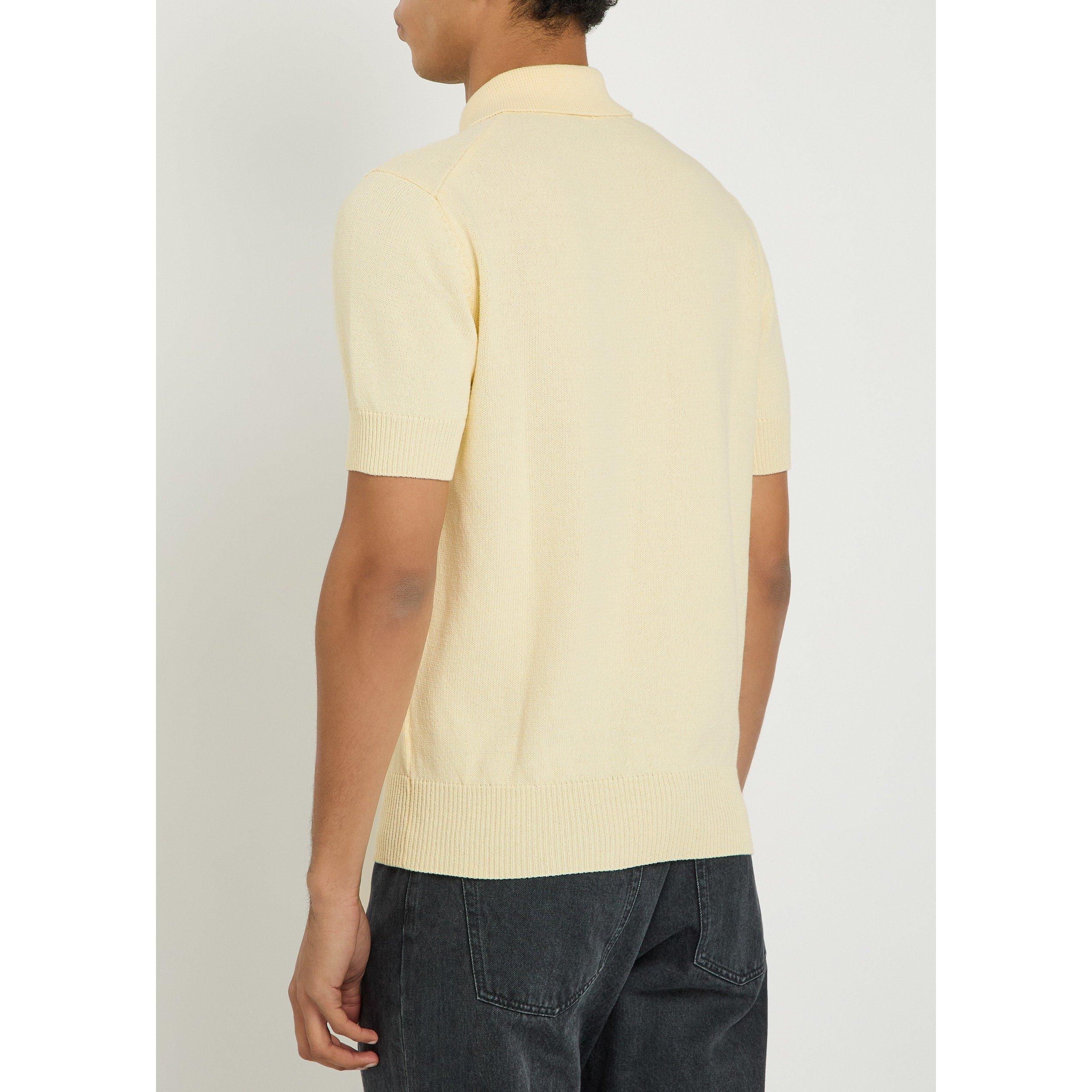 ECRU - Drakes - Men's Cotton Knitted Short-Sleeve Slim-Fit Polo - 3