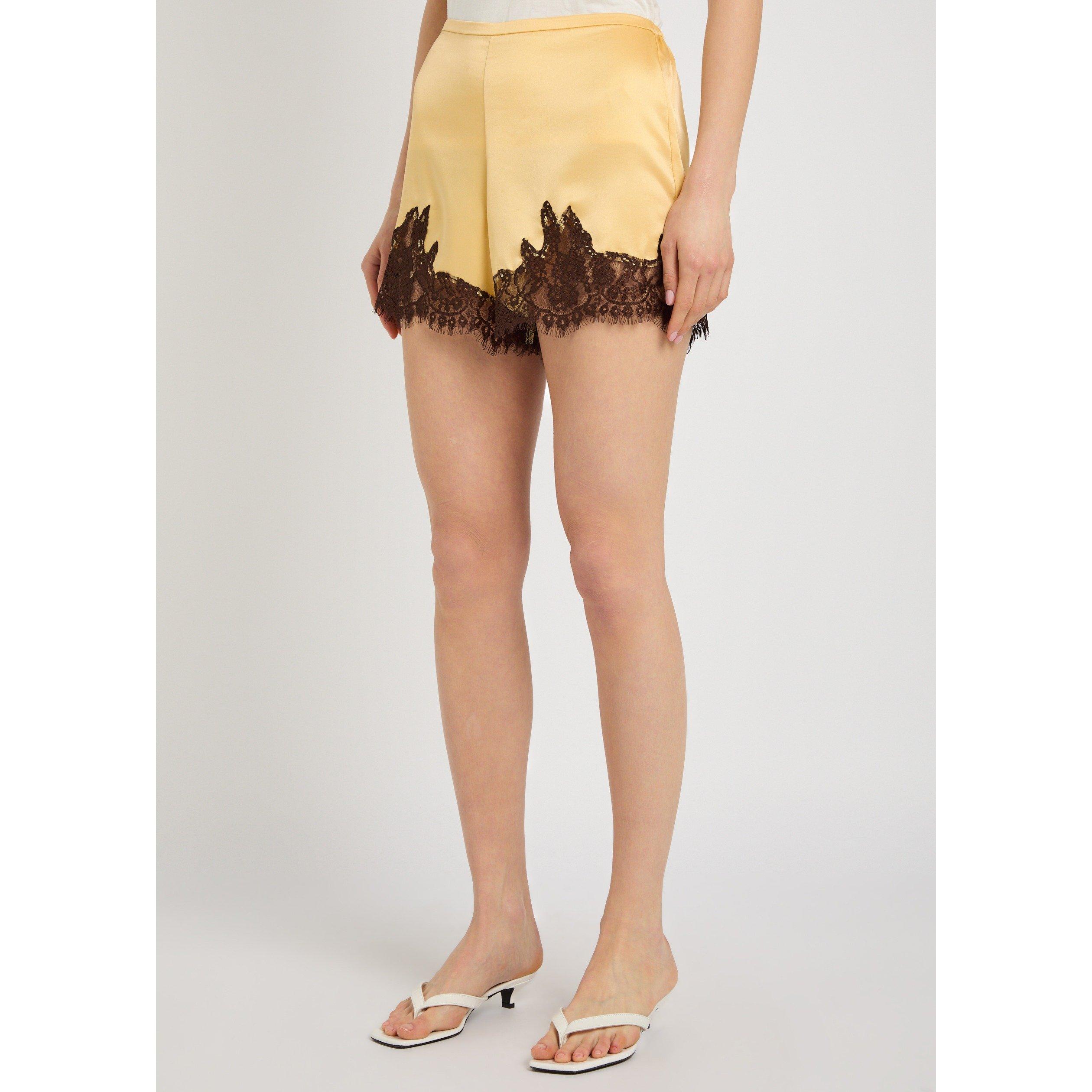 CREAM AND OTHER - Reformation - Women's Fern Satin Lace Woven Shorts - 2