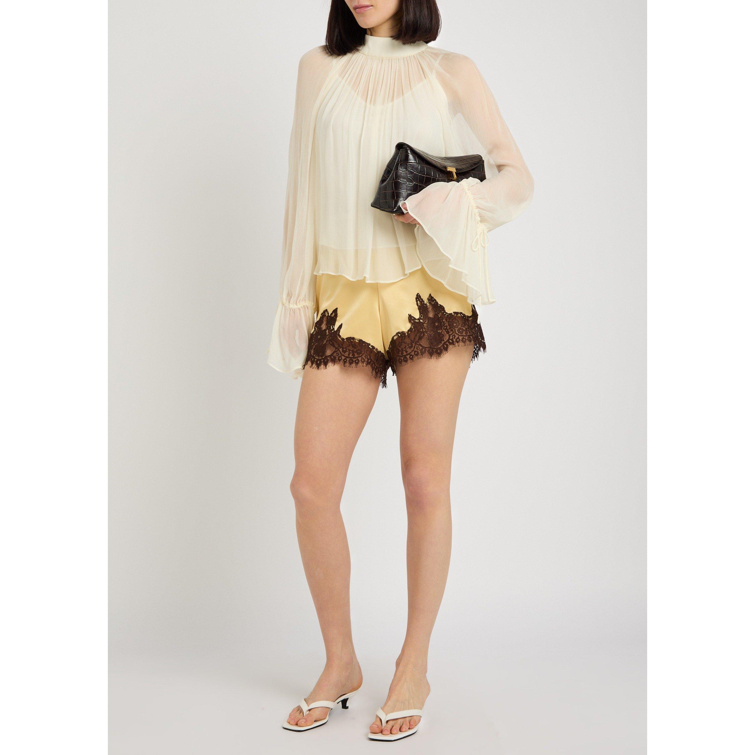 CREAM AND OTHER - Reformation - Women's Fern Satin Lace Woven Shorts - 5