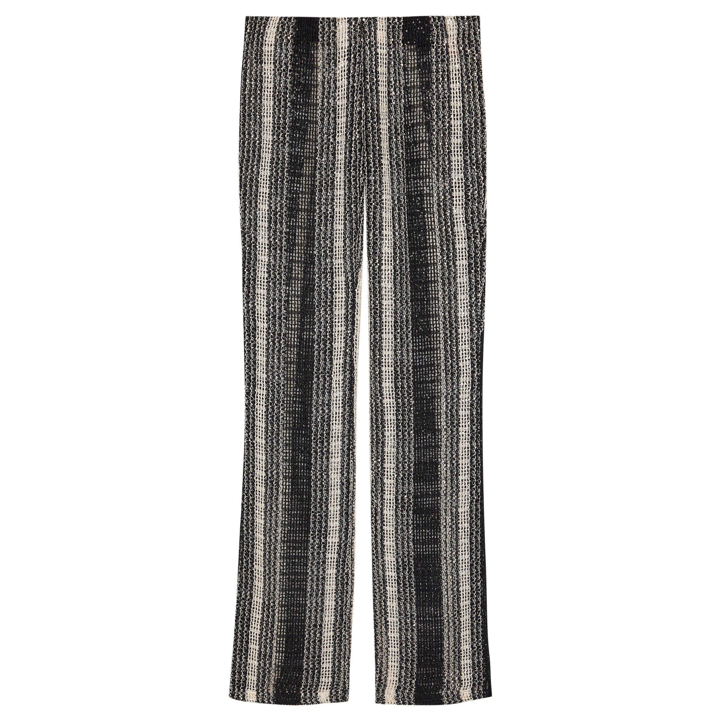 WHITE AND BLACK - Missoni - Women's Striped Cotton Slim-Fit Knitted Trousers - 1