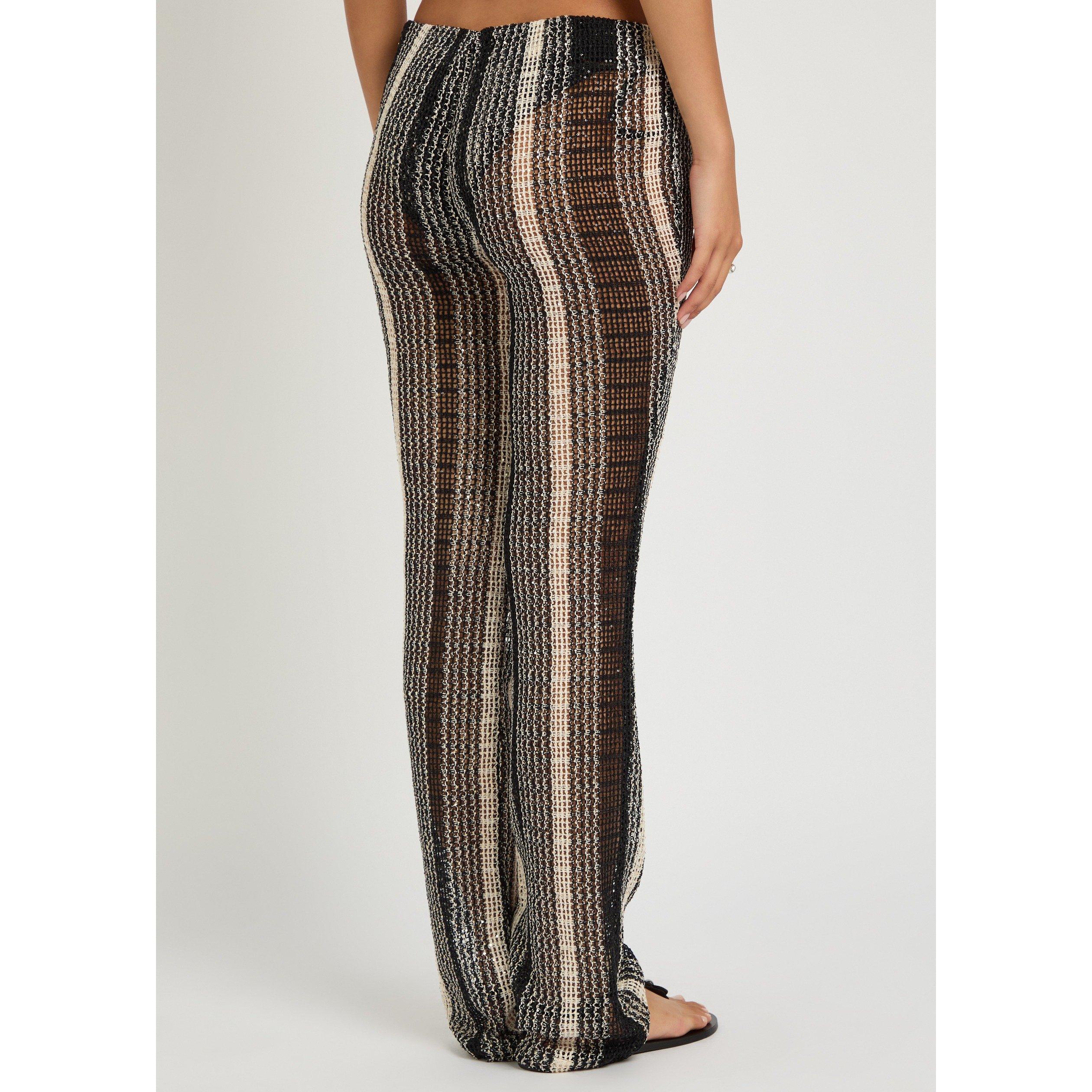 WHITE AND BLACK - Missoni - Women's Striped Cotton Slim-Fit Knitted Trousers - 3