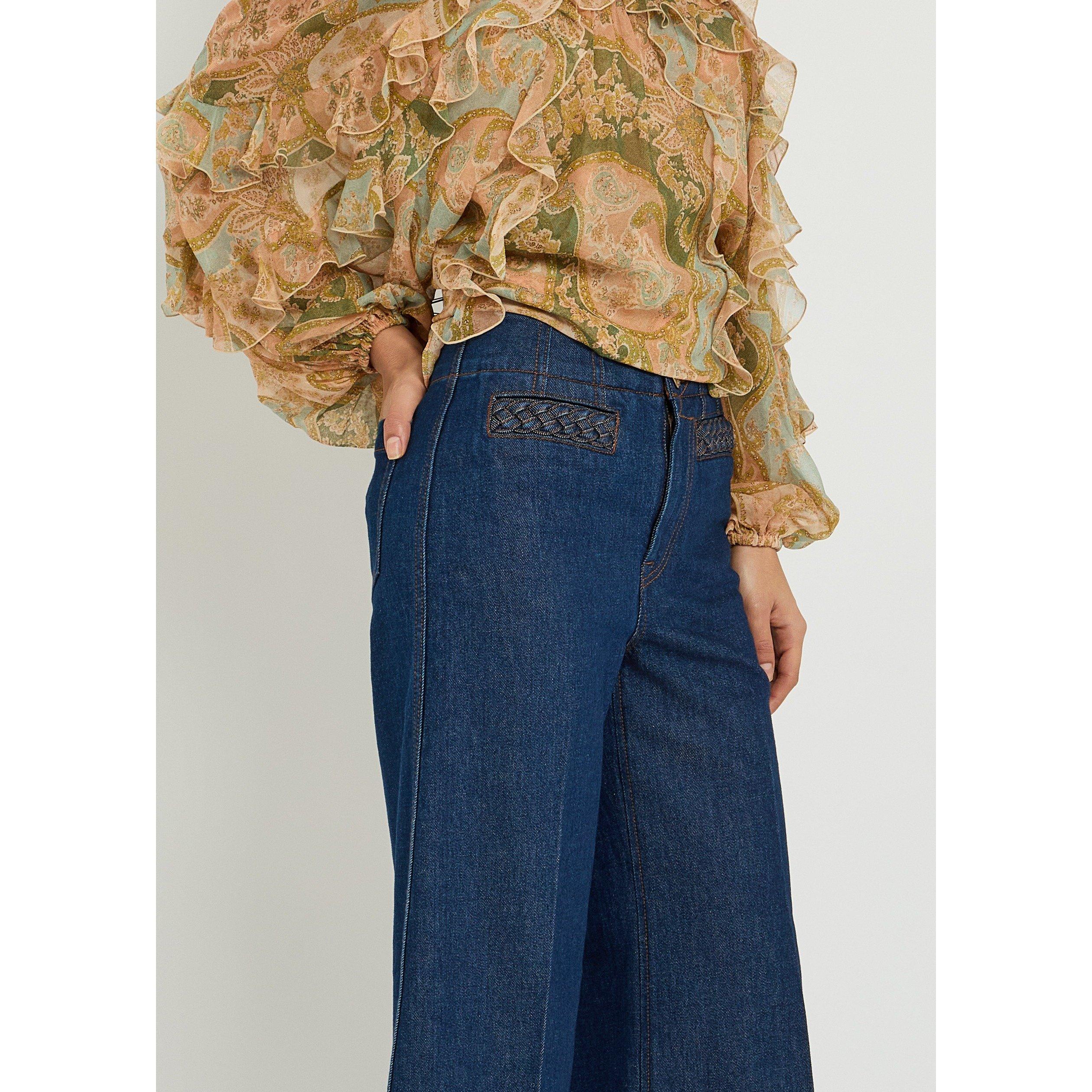 INDIGO - Zimmermann - Women's Aster Cropped Flare Jeans - 4