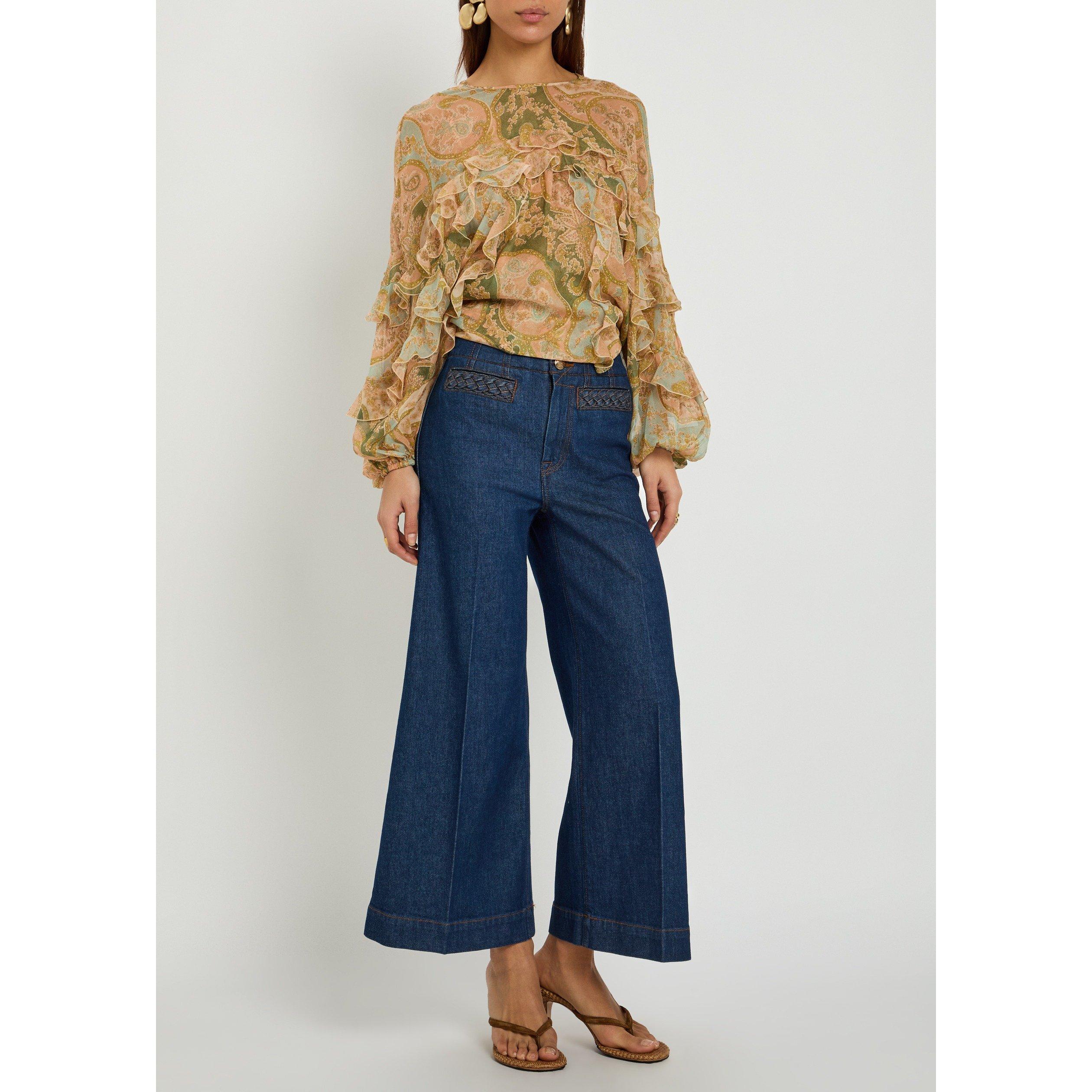 INDIGO - Zimmermann - Women's Aster Cropped Flare Jeans - 5