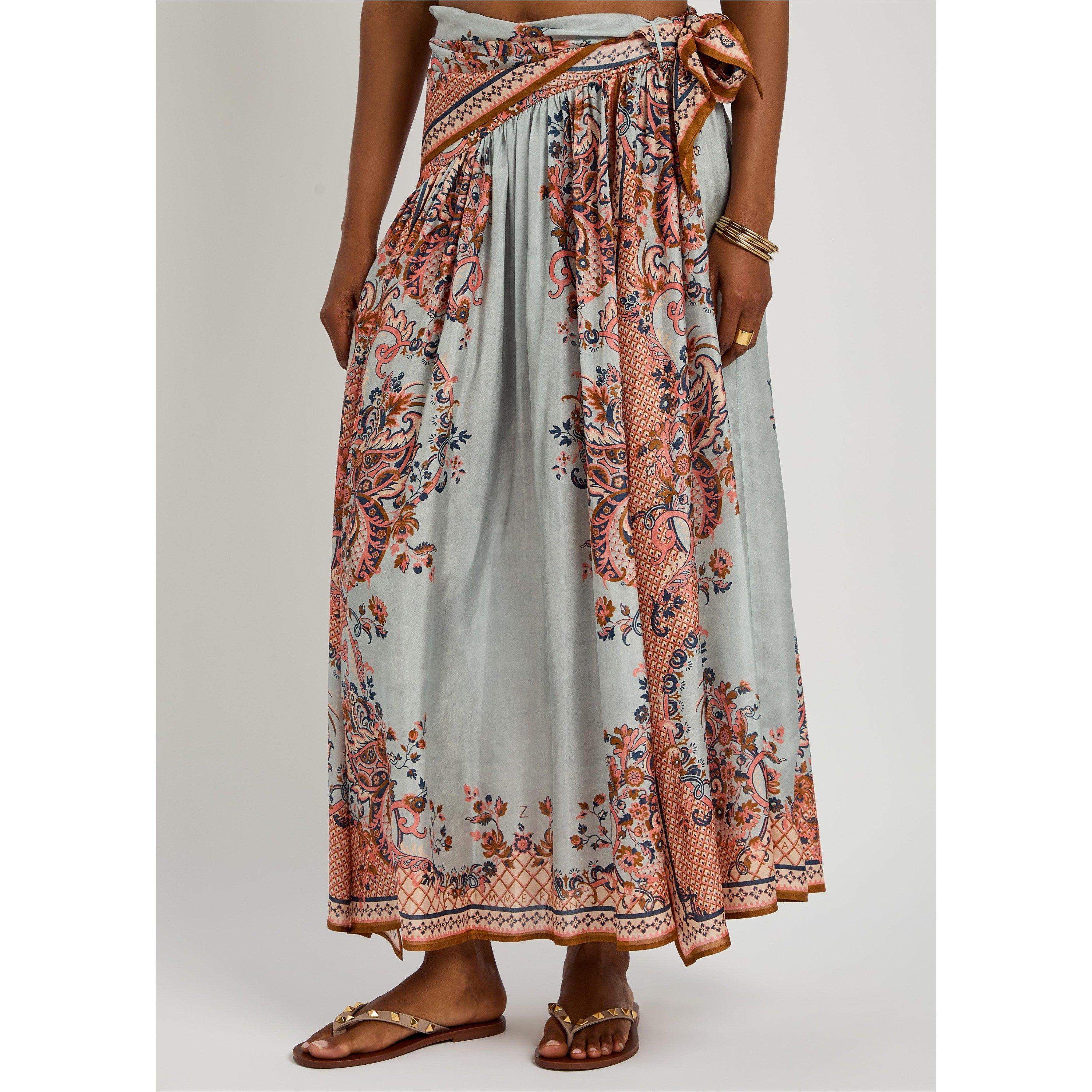 BLUE AND OTHER - Zimmermann - Women's Aster Scarf Silk Midi Skirt - 2