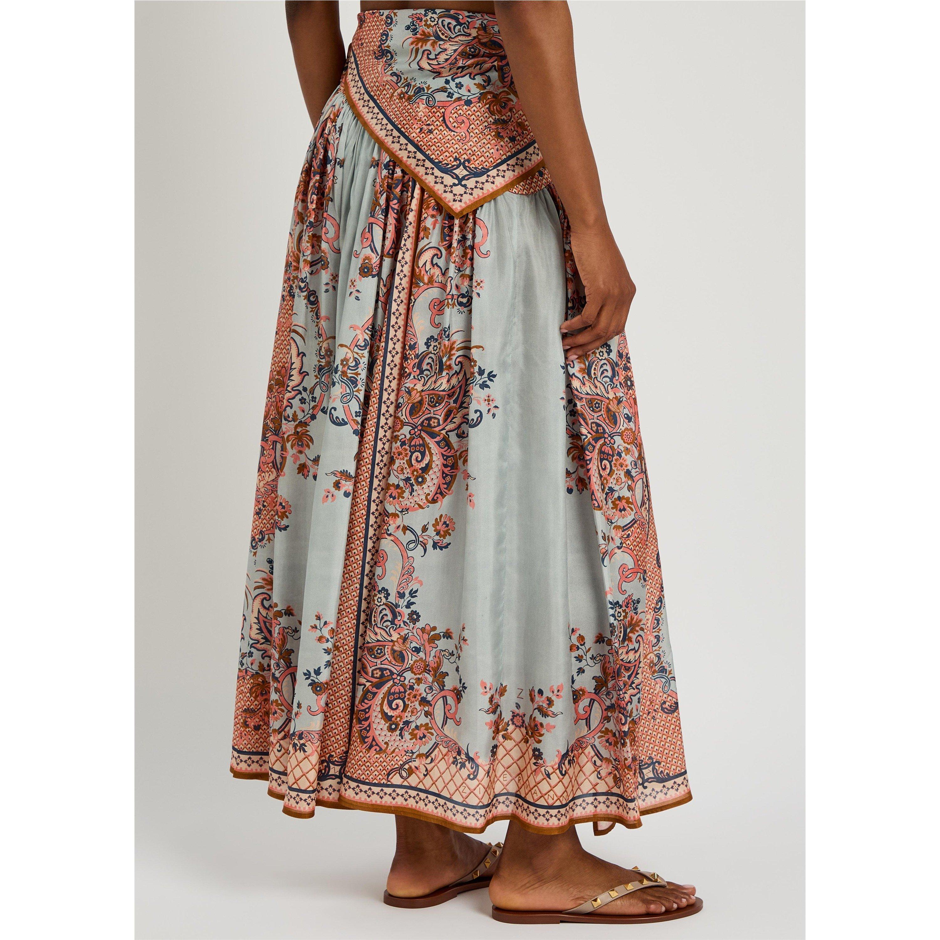 BLUE AND OTHER - Zimmermann - Women's Aster Scarf Silk Midi Skirt - 3