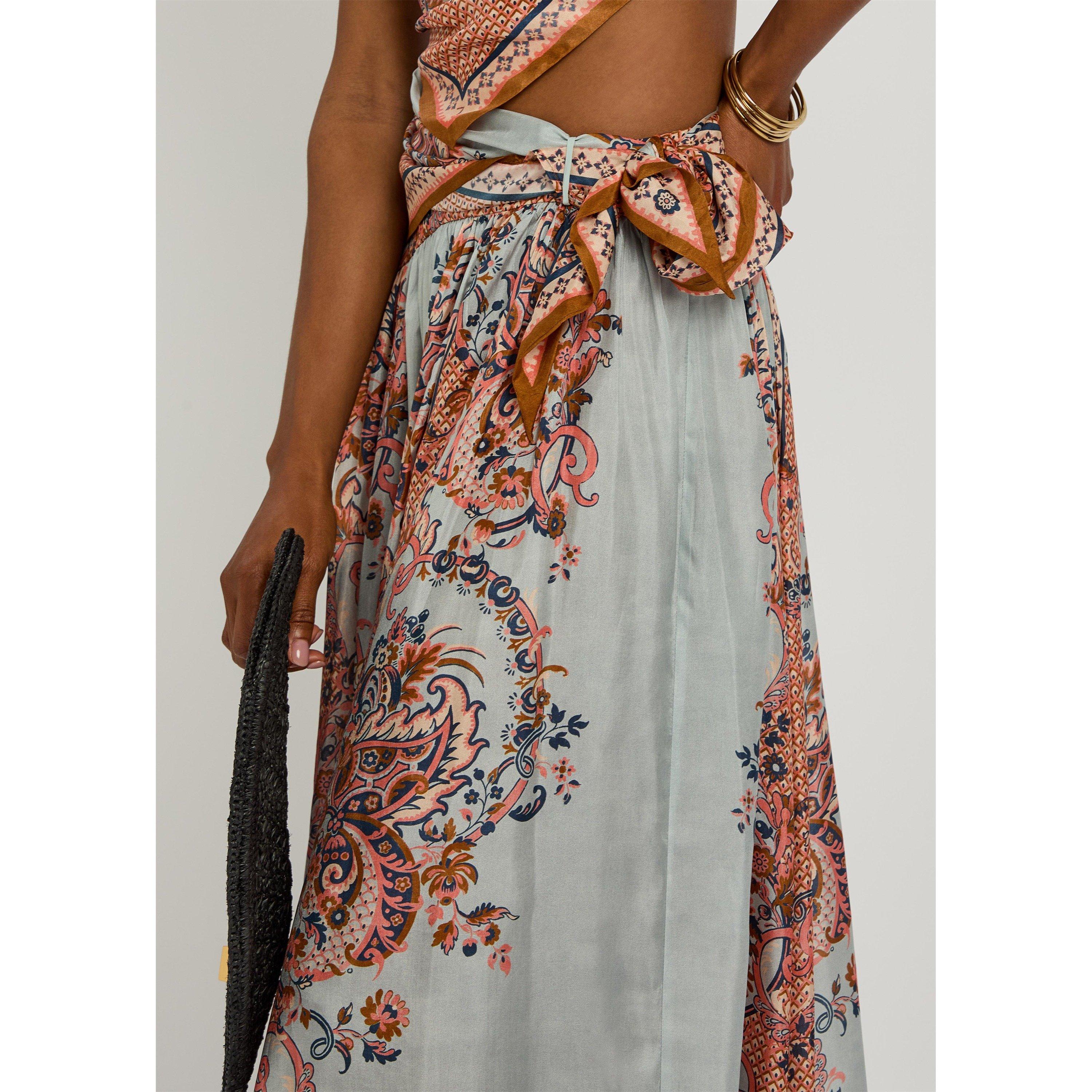 BLUE AND OTHER - Zimmermann - Women's Aster Scarf Silk Midi Skirt - 4