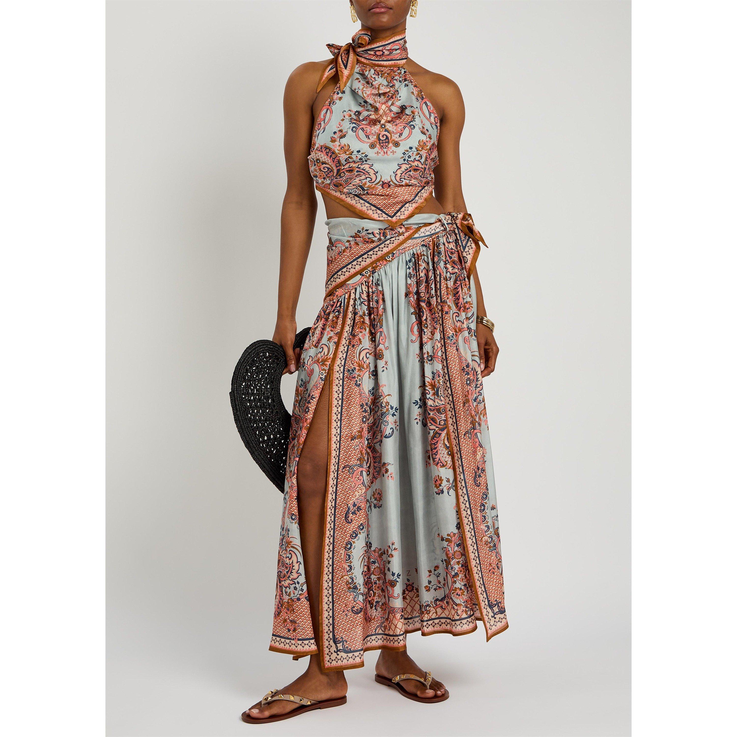 BLUE AND OTHER - Zimmermann - Women's Aster Scarf Silk Midi Skirt - 5