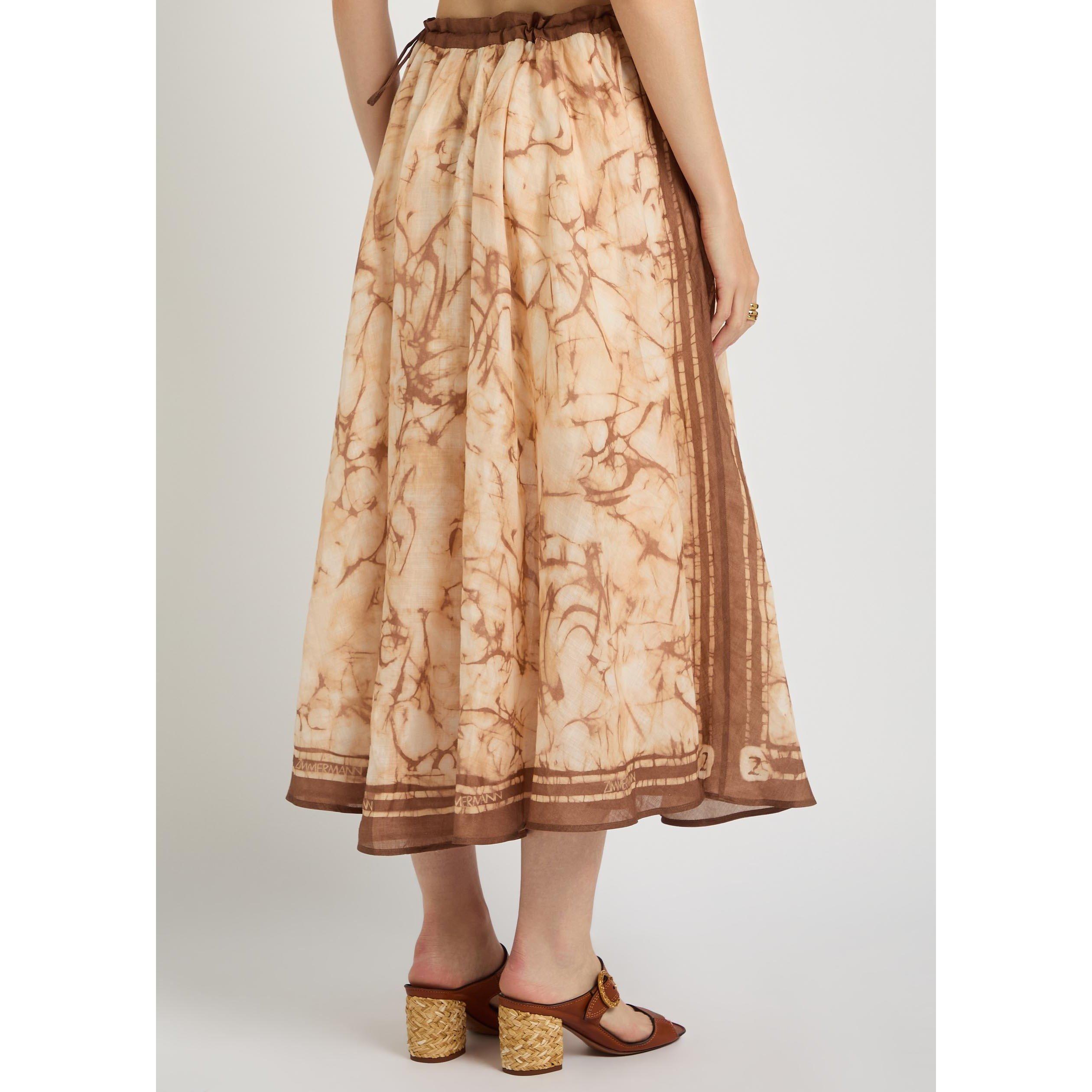 BROWN AND OTHER - Zimmermann - Women's Indra Tie Dye Linen Midi Skirt - 3