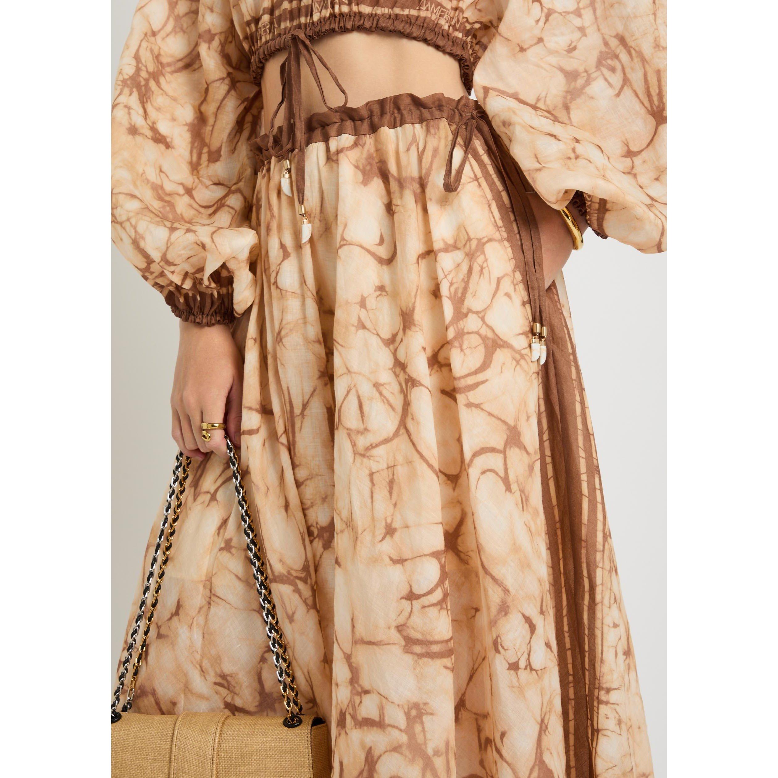 BROWN AND OTHER - Zimmermann - Women's Indra Tie Dye Linen Midi Skirt - 4