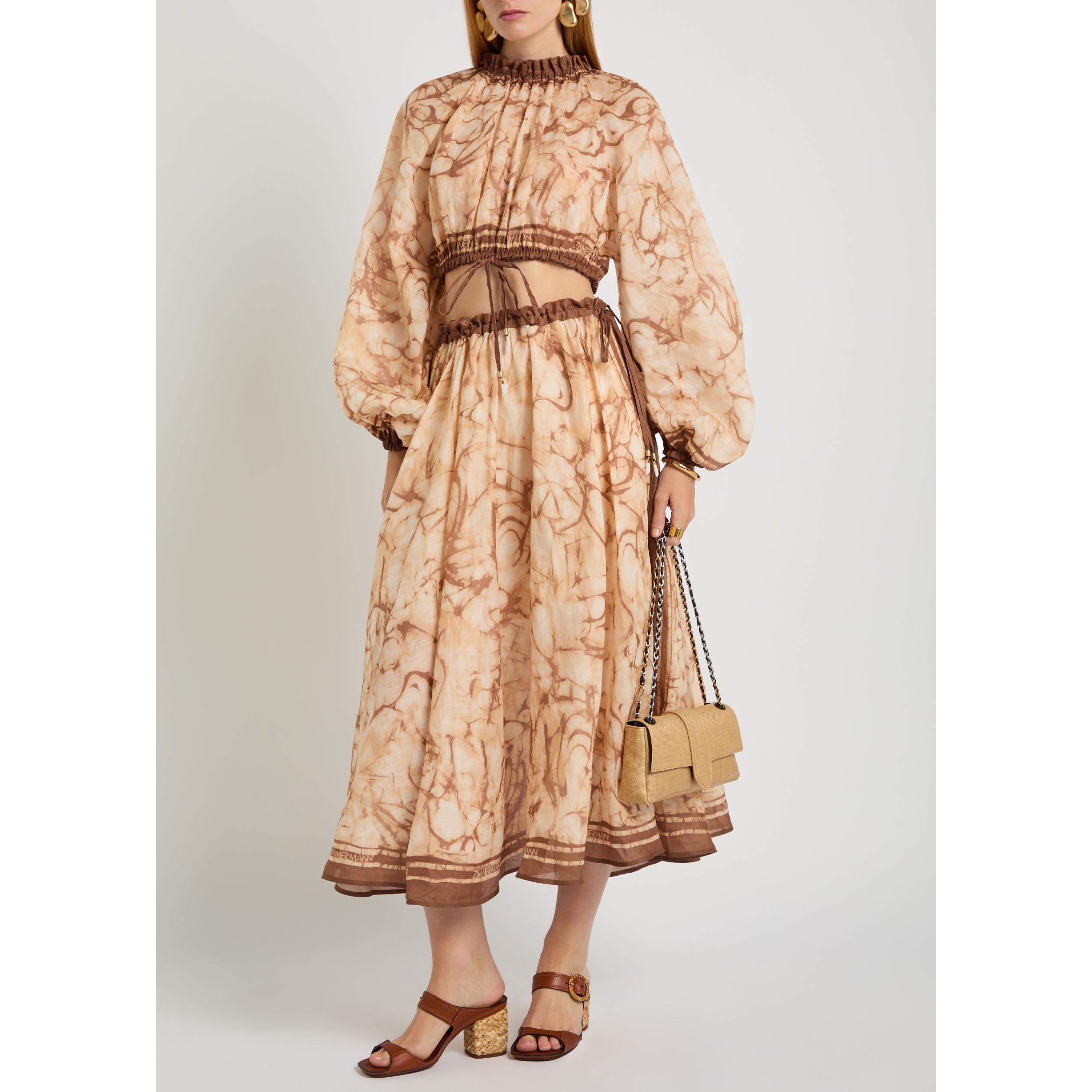 BROWN AND OTHER - Zimmermann - Women's Indra Tie Dye Linen Midi Skirt - 5