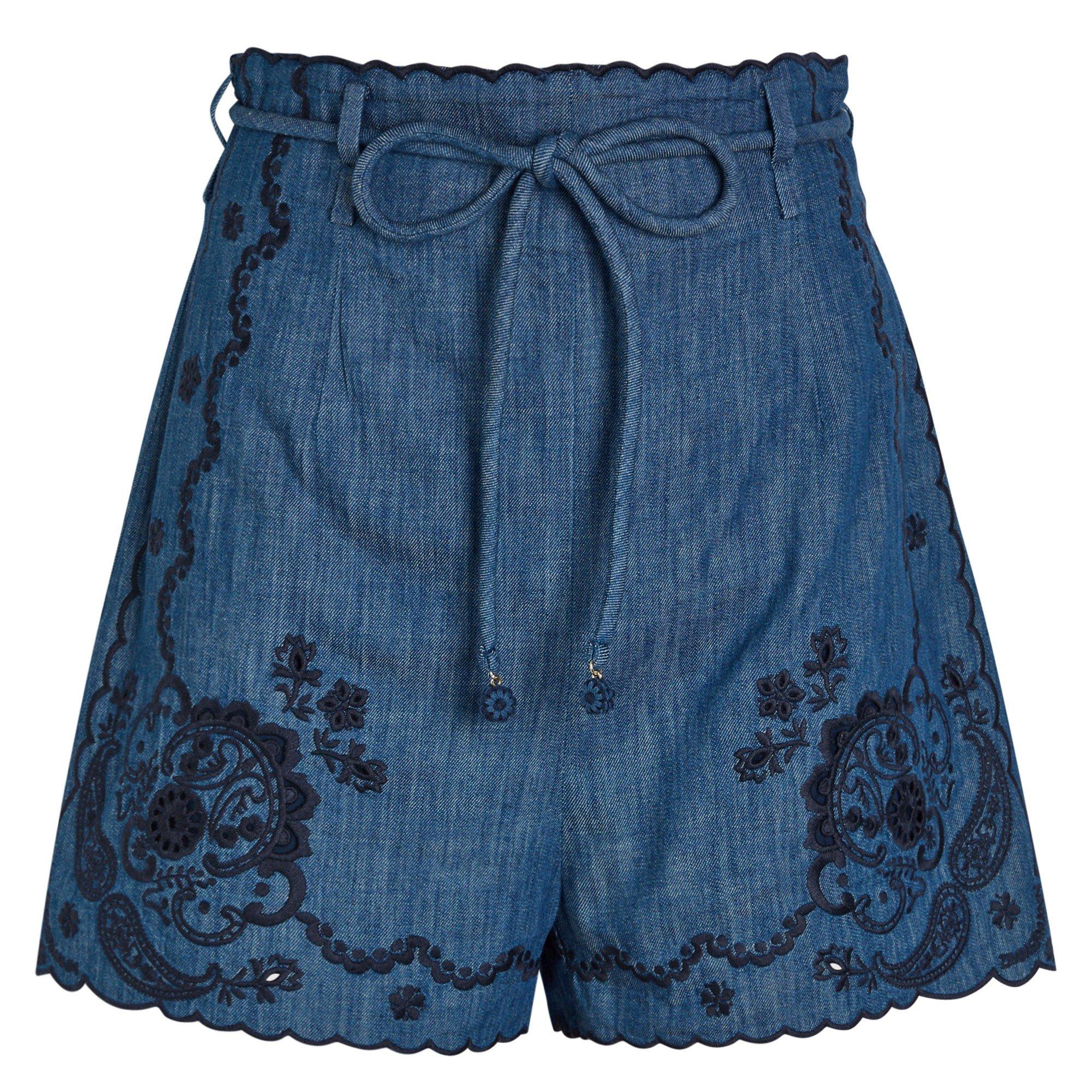 BLUE - Zimmermann - Aster Embroidered Denim Short - 1