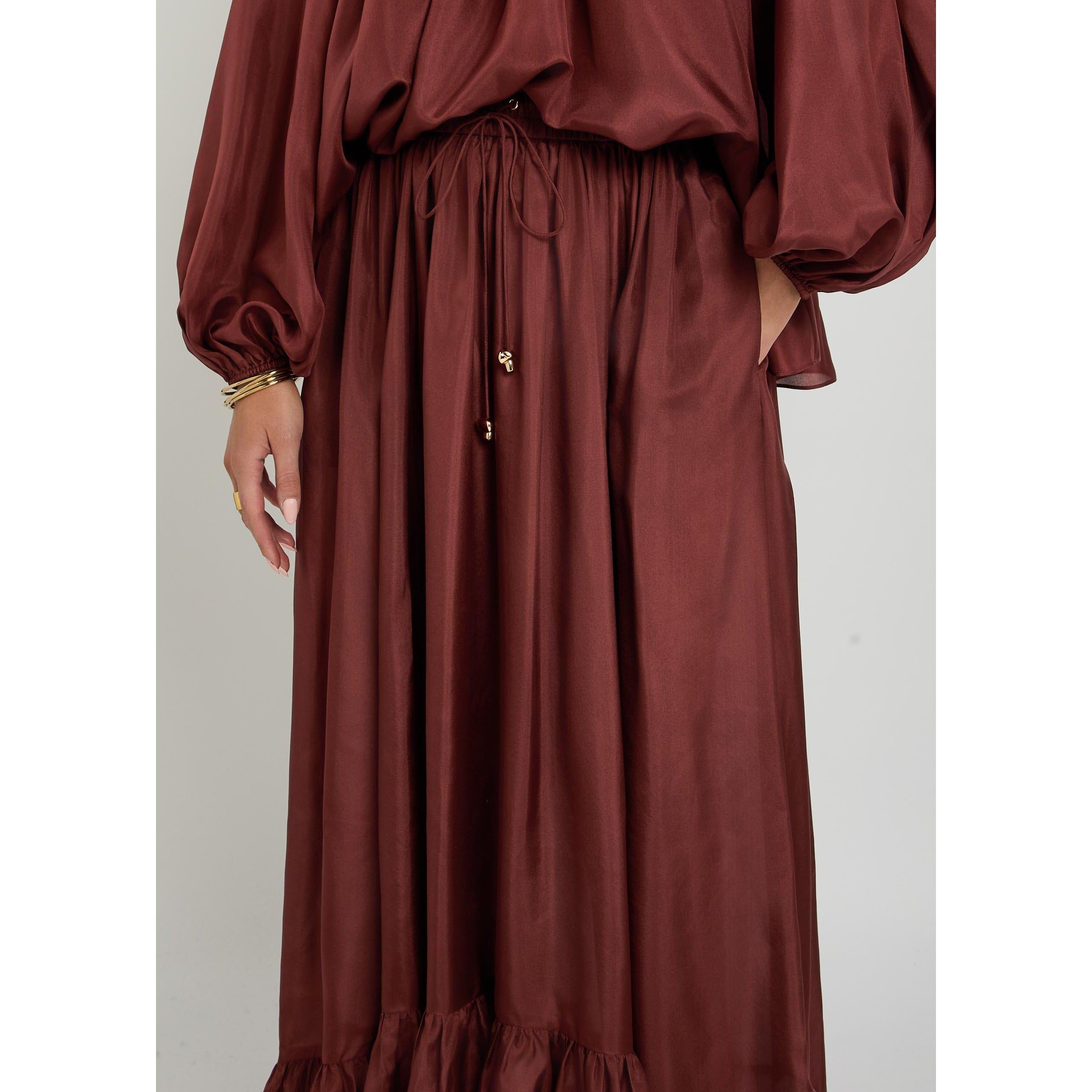 DARK RED - Zimmermann - Women's Aster Maxi Skirt - 4