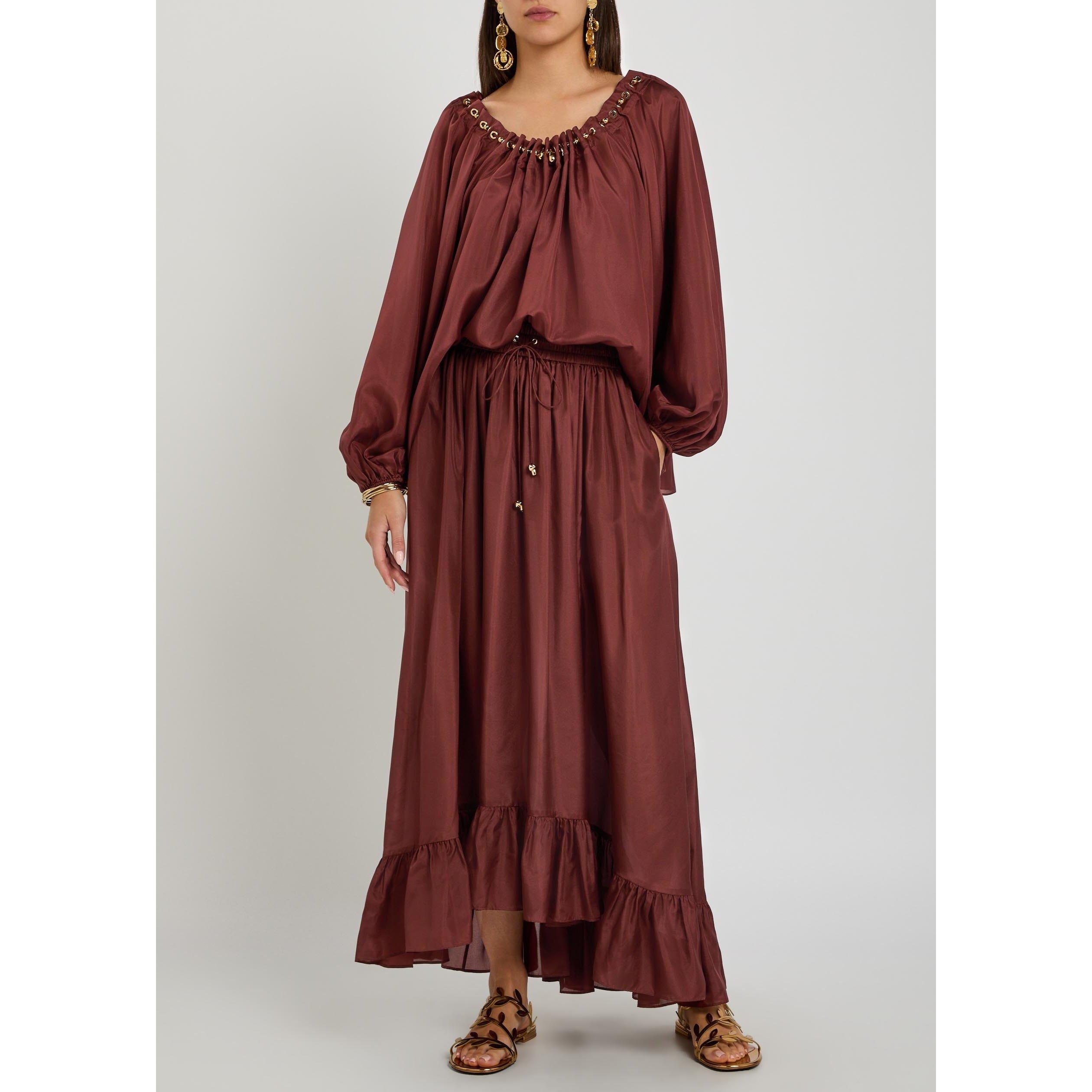 DARK RED - Zimmermann - Women's Aster Maxi Skirt - 5