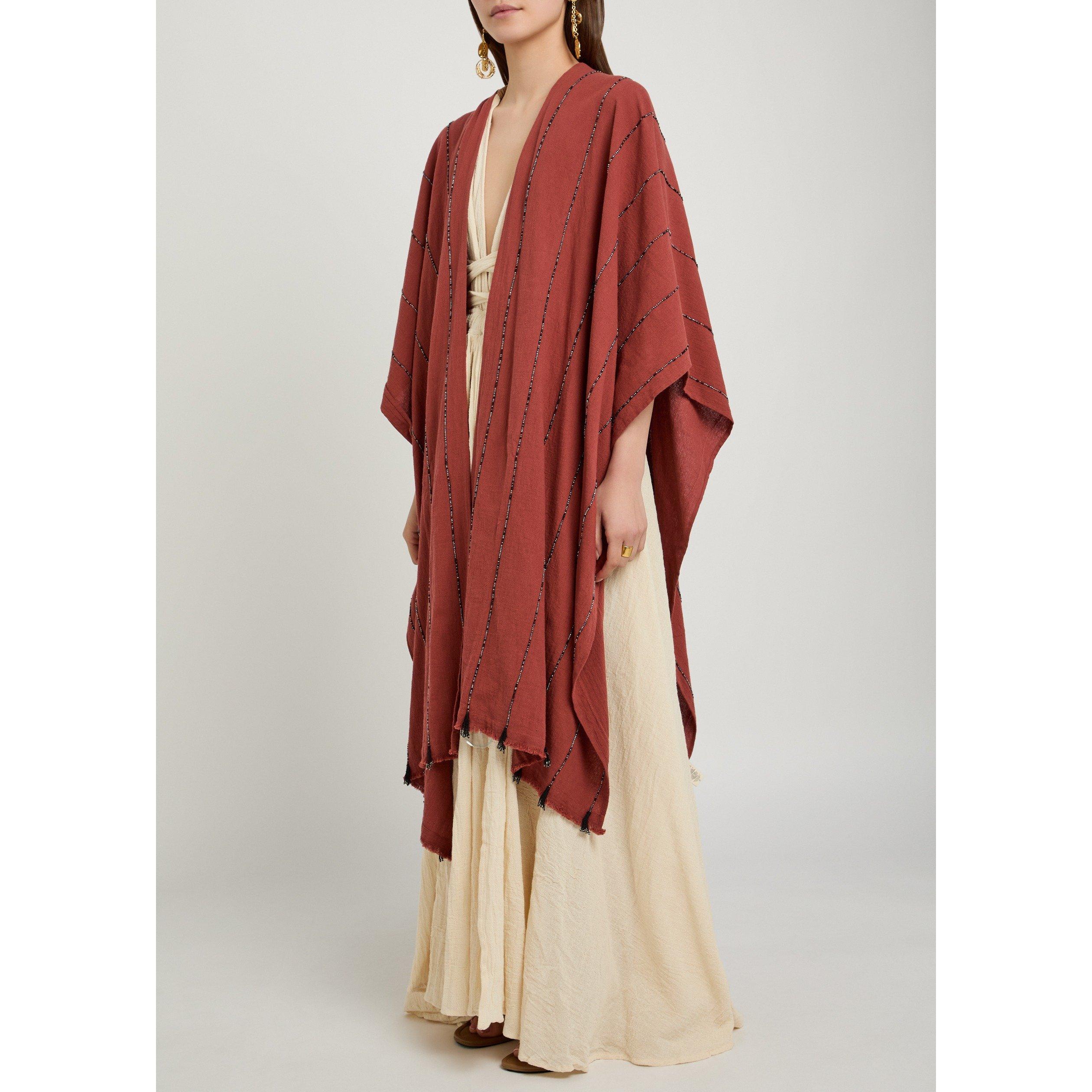 RED - Caravana - ARTISANAL CTTON MAXI CAPE W BE - 2