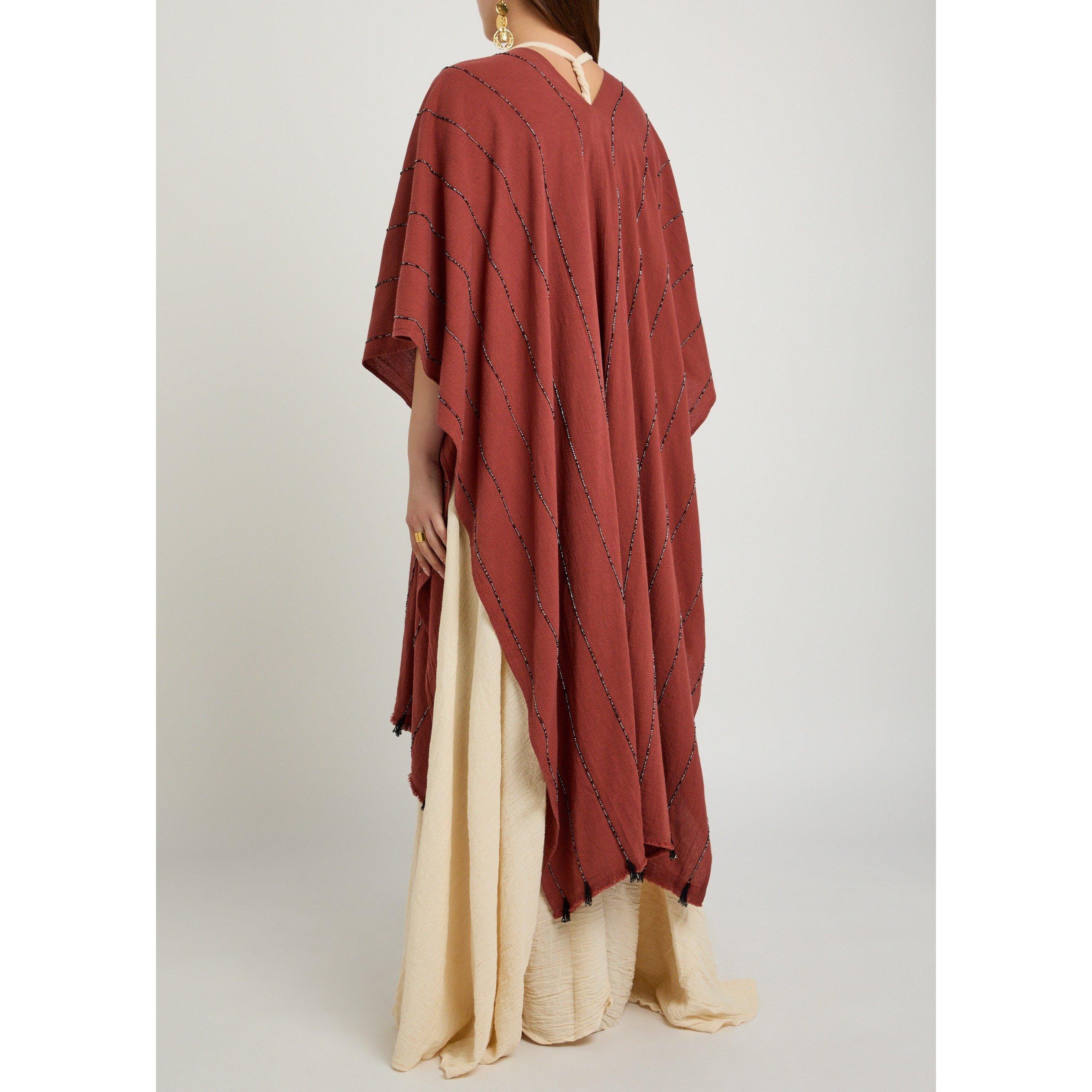 RED - Caravana - ARTISANAL CTTON MAXI CAPE W BE - 3