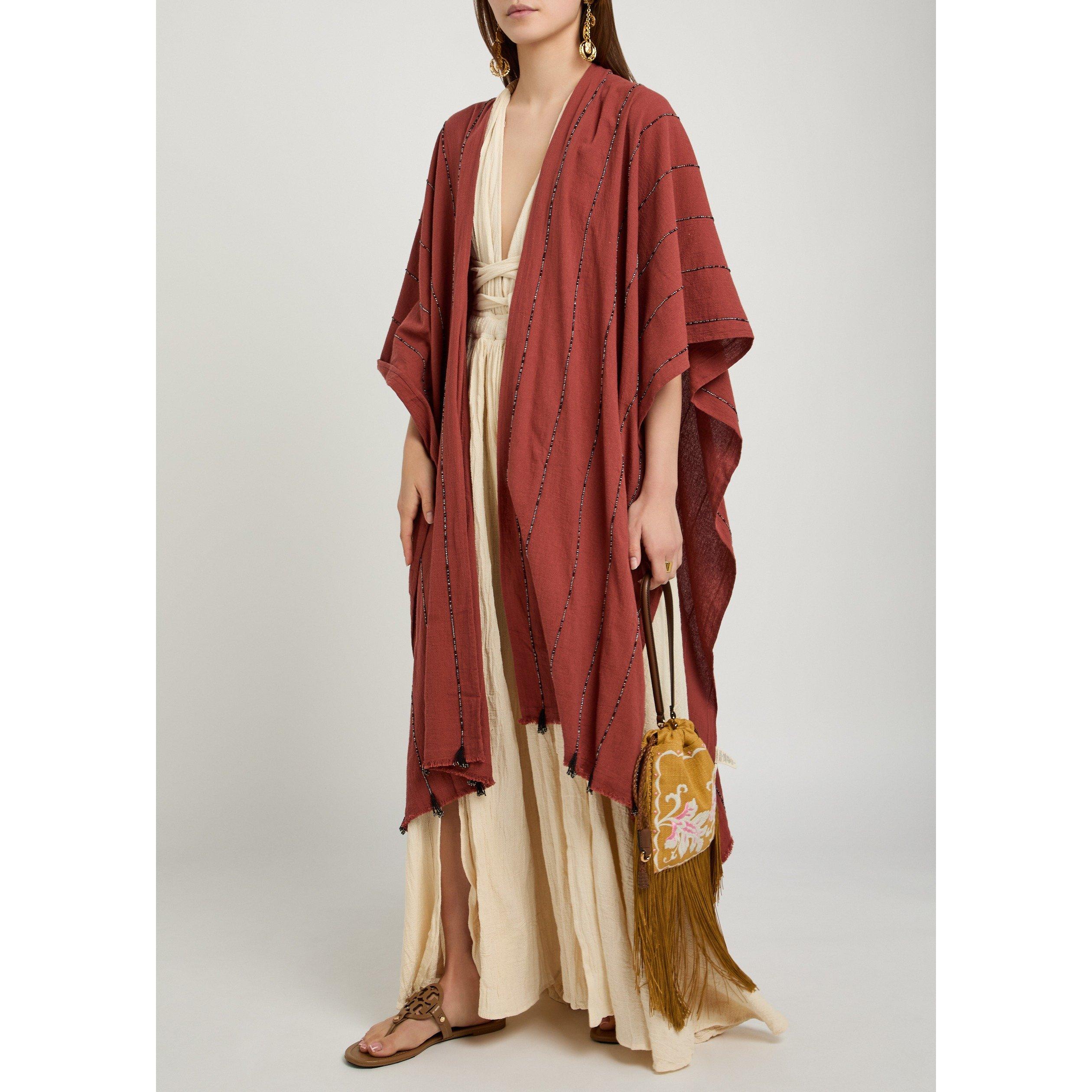 RED - Caravana - ARTISANAL CTTON MAXI CAPE W BE - 5