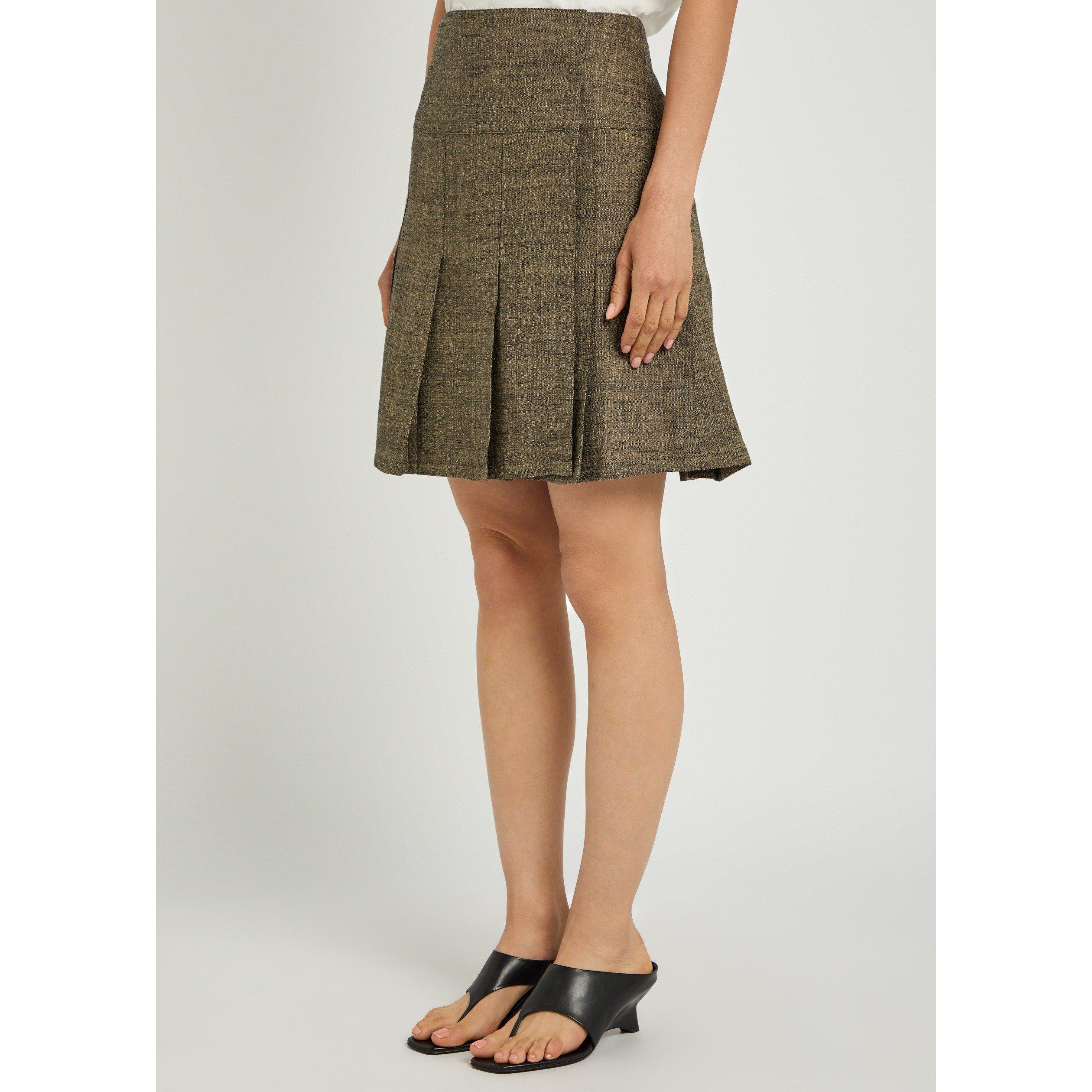 BROWN - Our Legacy - Women's Girdle Linen Pleated Skirt - 2