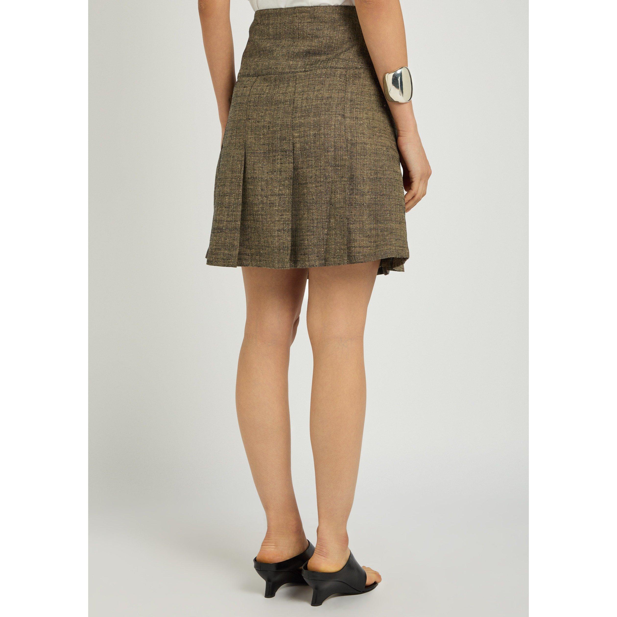 BROWN - Our Legacy - Women's Girdle Linen Pleated Skirt - 3