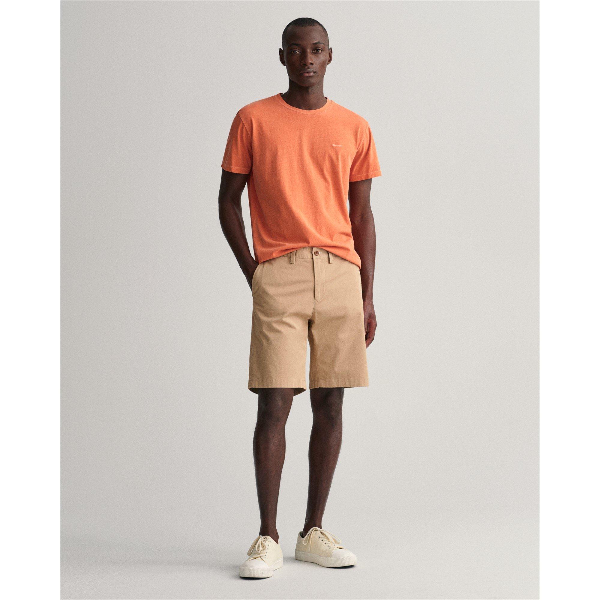 Dark Khaki 248 - Gant - Hallden Slim Fit Twill Shorts - 5