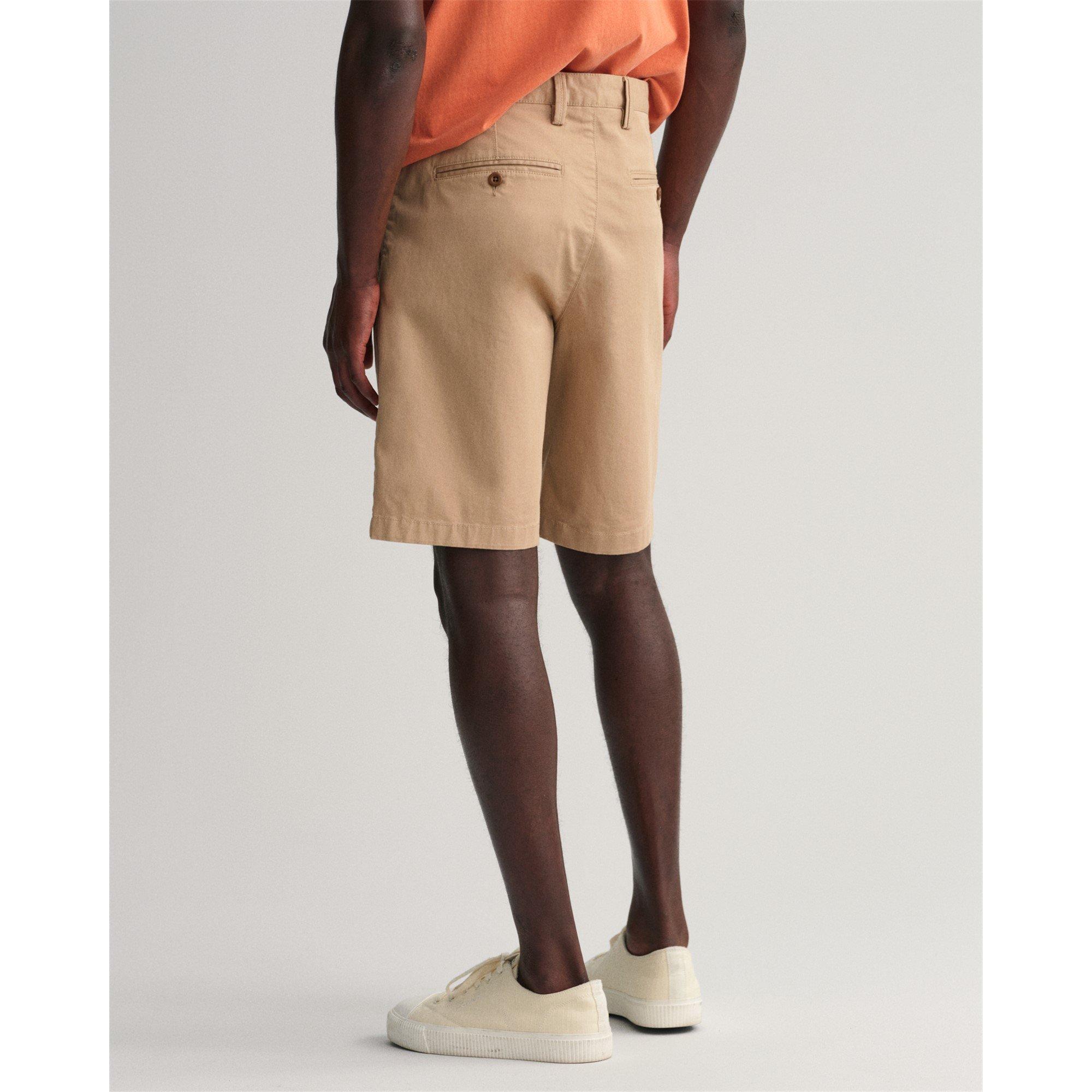 Dark Khaki 248 - Gant - Hallden Slim Fit Twill Shorts - 3