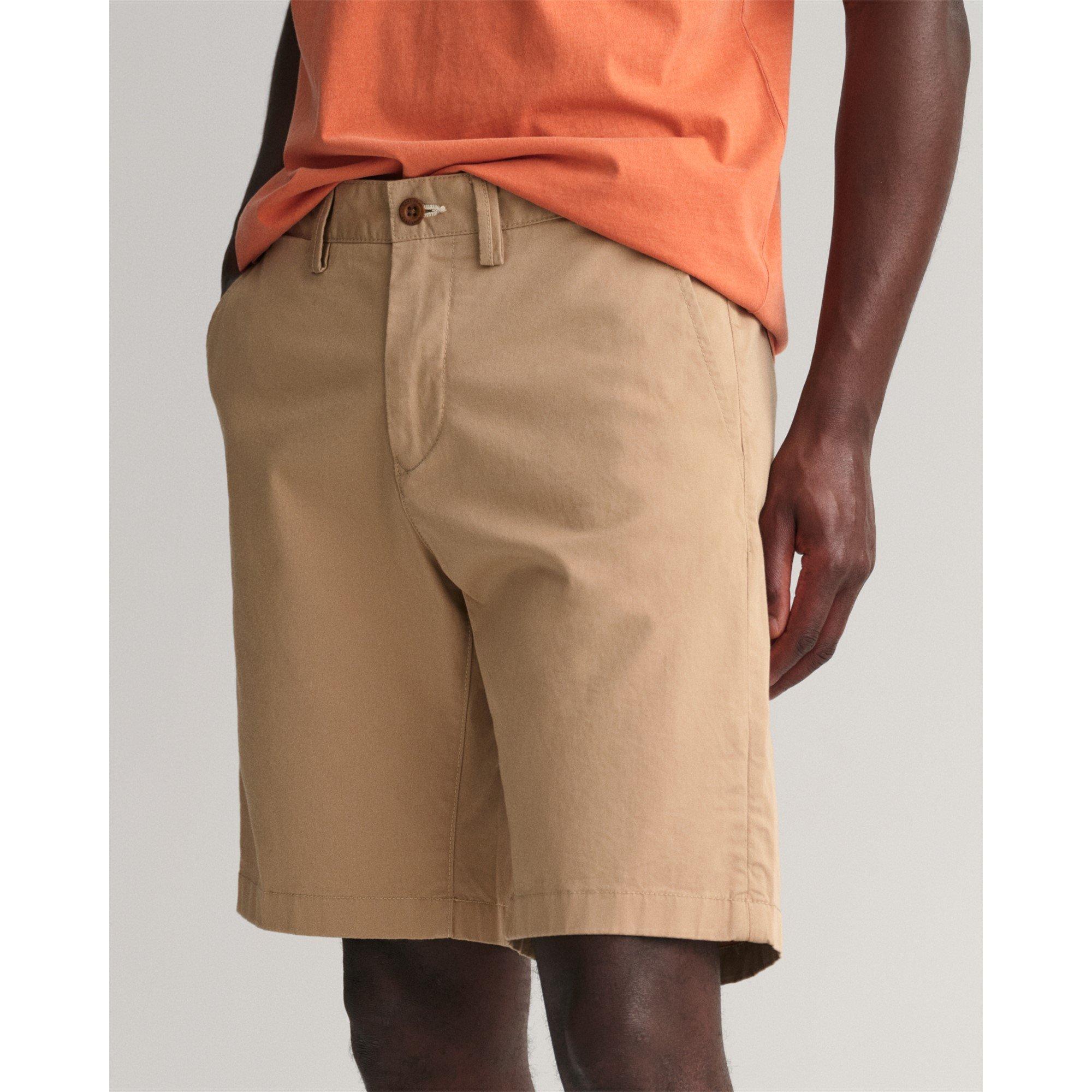 Dark Khaki 248 - Gant - Hallden Slim Fit Twill Shorts - 4