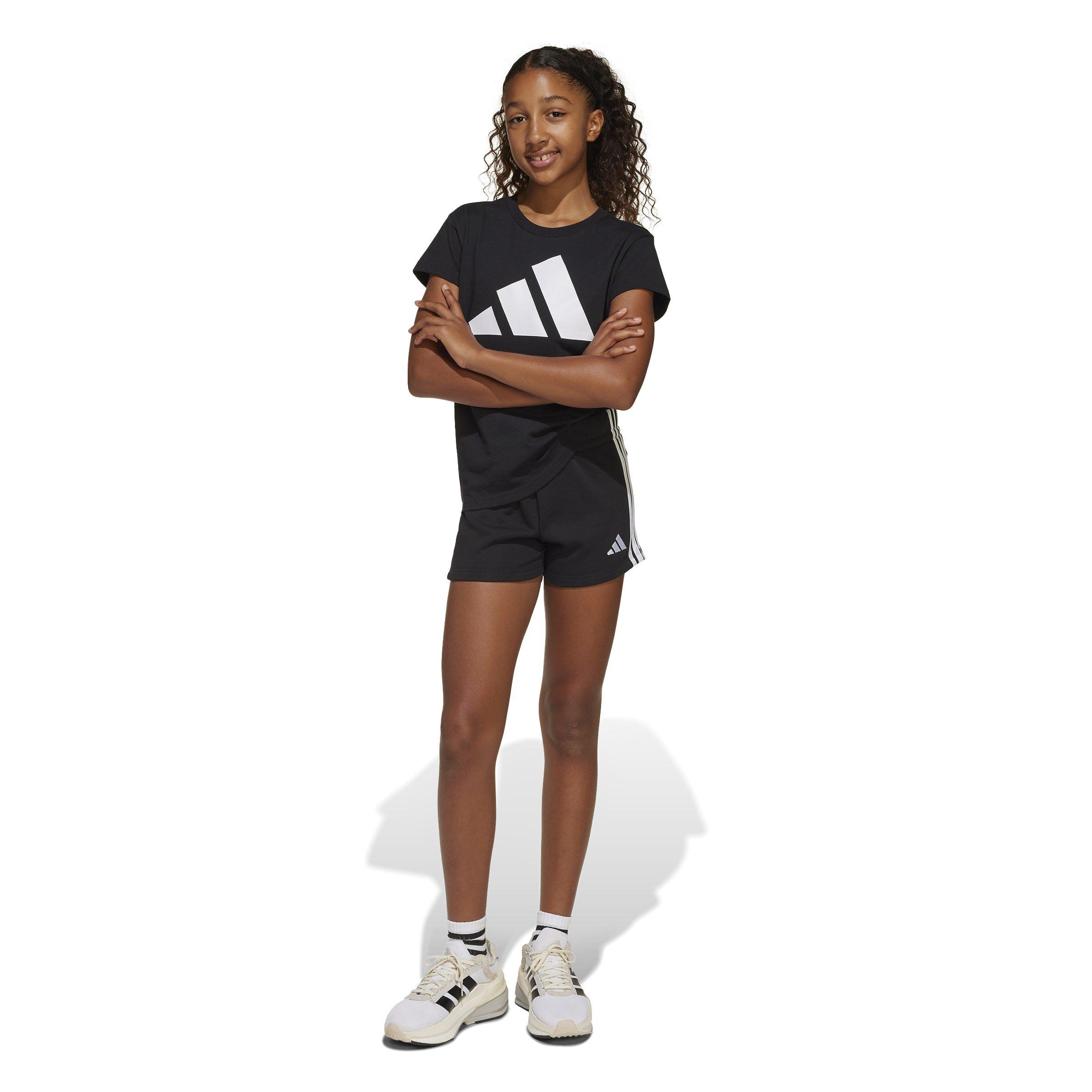 Crno/Bijelo - adidas - Essentials Fleece Short Junior Girls - 4