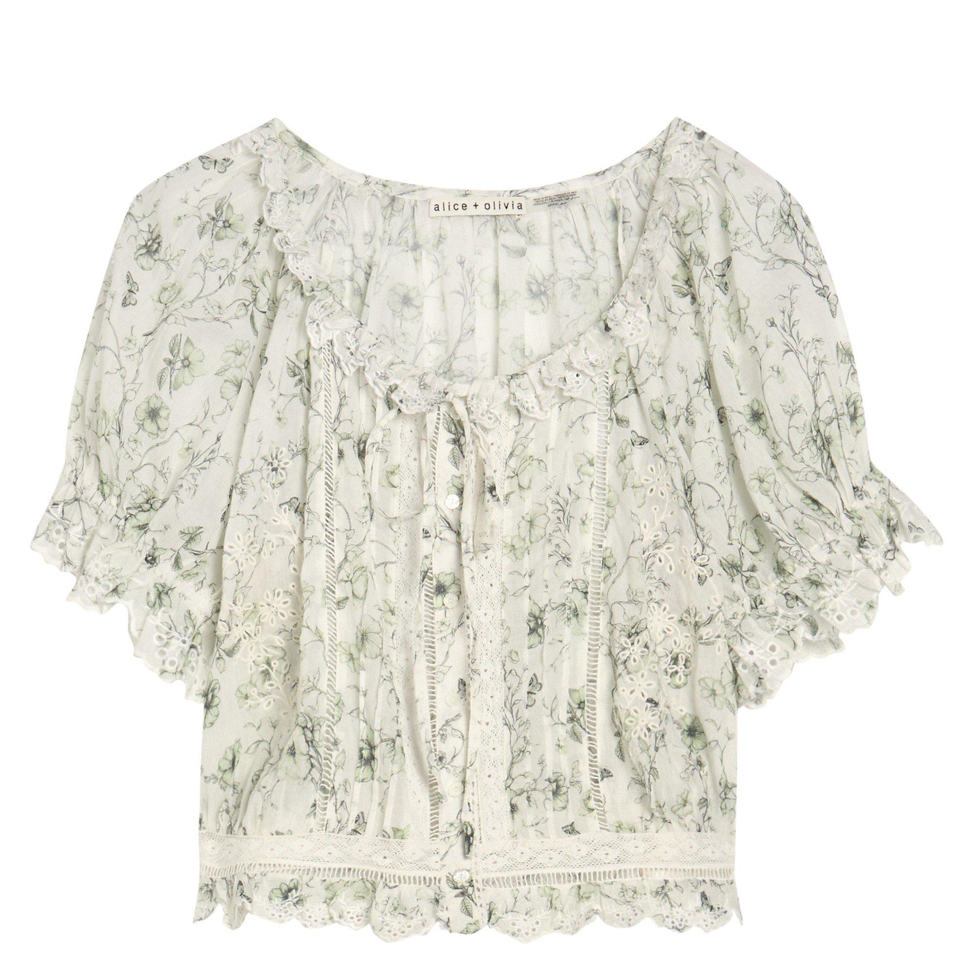Alice And Olivia SB Mclaine Puff Sleeve Blouse